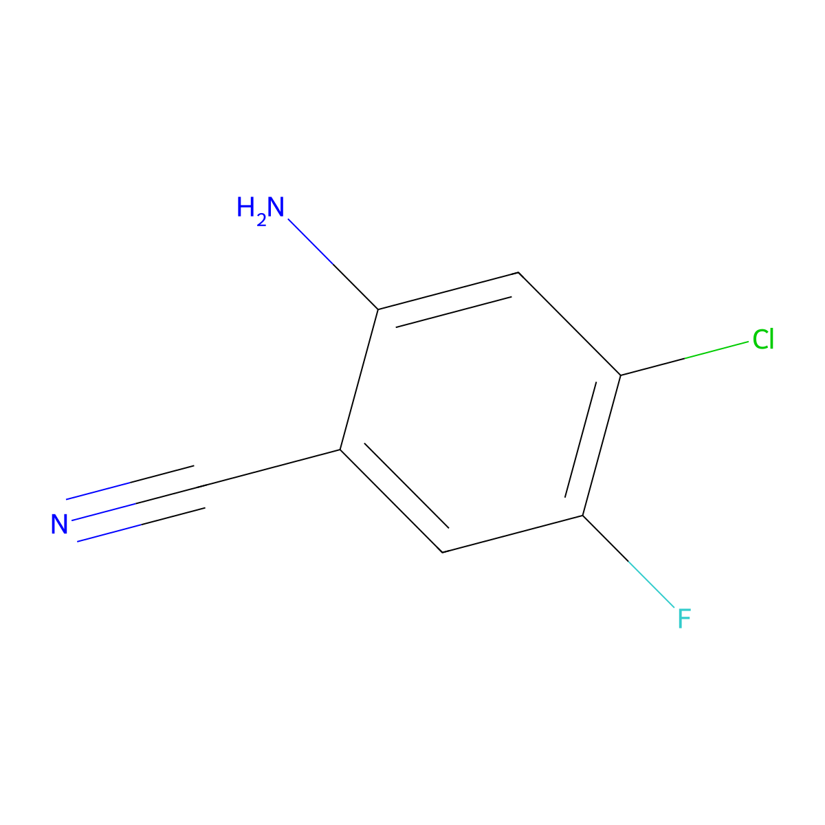 2-Amino-4-chloro-5-fluorobenzonitrile molecular structure, CAS 1015427-16-3