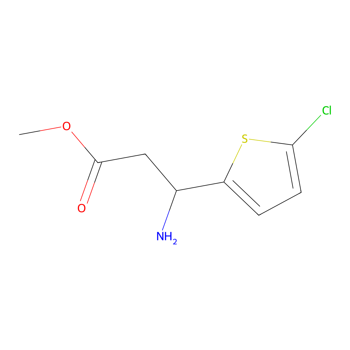 Methyl 3-amino-3-(5-chlorothiophen-2-yl)propanoate molecular structure, CAS 1015434-44-2