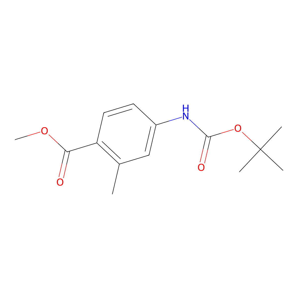Methyl 4-((tert-butoxycarbonyl)amino)-2-methylbenzoate molecular structure, CAS 1015435-34-3