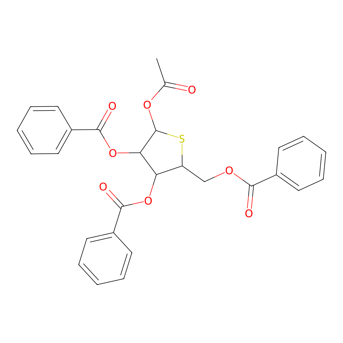 2,3,5-Tri-O-benzoyl-1-O-acetyl-4-thio-D-ribofuranose molecular structure, CAS 1015447-26-3