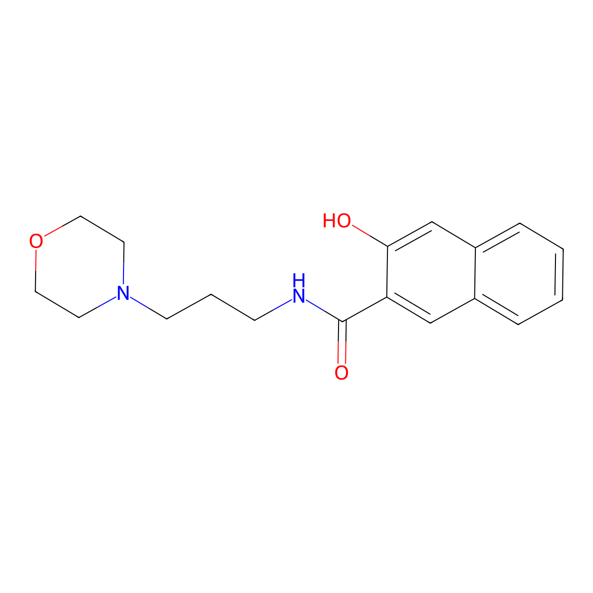2-Naphthalenecarboxamide, 3-hydroxy-N-[3-(4-morpholinyl)propyl]- molecular structure, CAS 10155-47-2