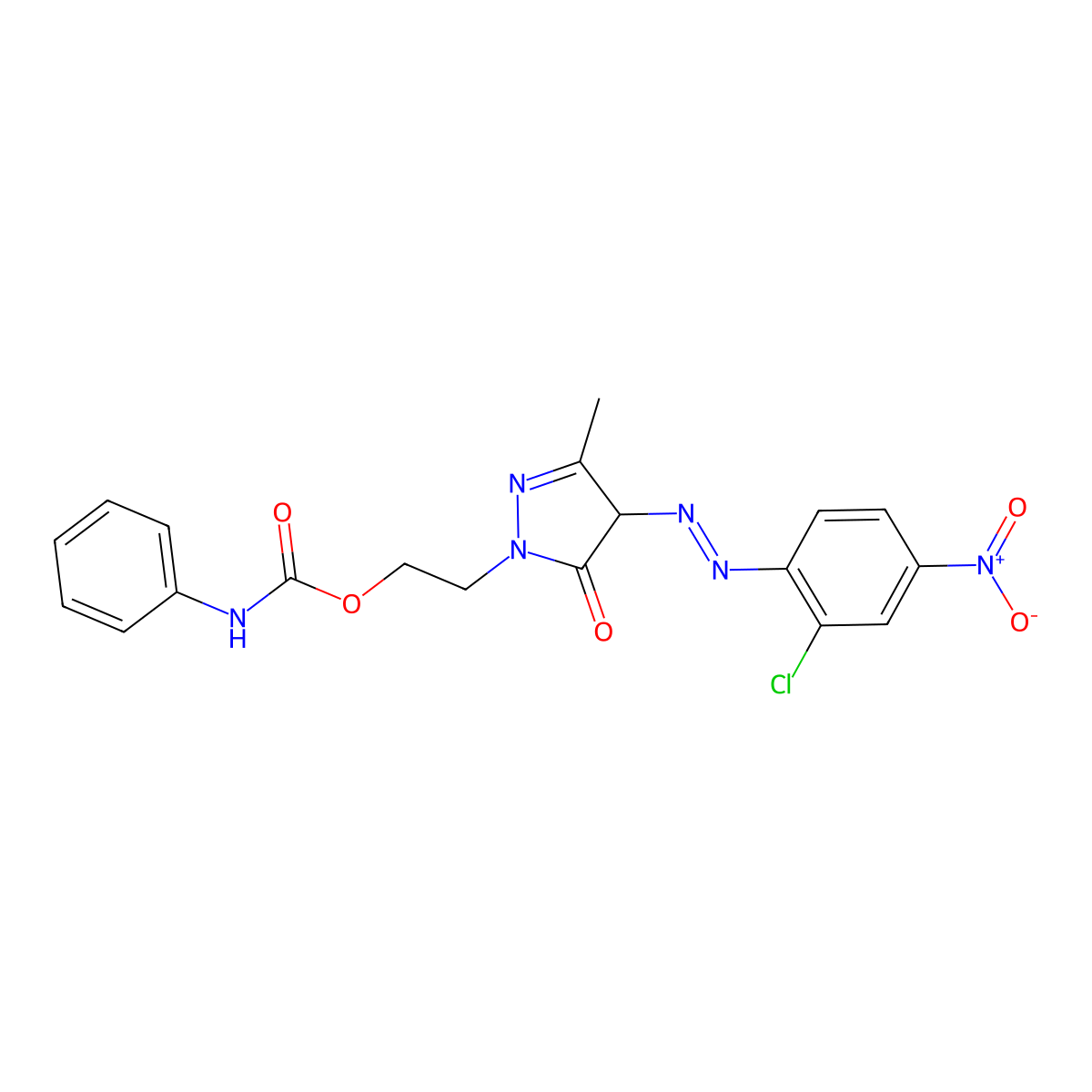 2-[4-[(2-Chloro-4-nitrophenyl)azo]-2,4-dihydro-5-methyl-3-oxo-3H-pyrazol-2-YL]ethyl carbanilate molecular structure, CAS 10155-52-9