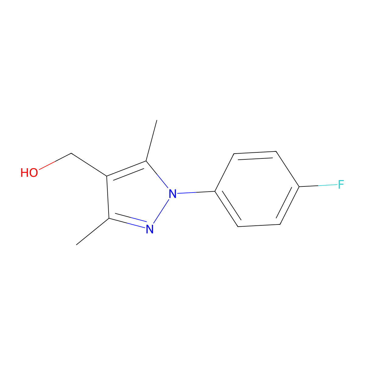[1-(4-fluorophenyl)-3,5-dimethyl-1H-pyrazol-4-yl]methanol molecular structure, CAS 1015525-16-2