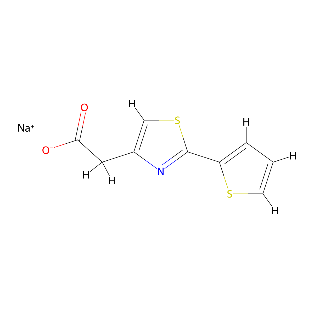 Sodium 2-[2-(thiophen-2-yl)-1,3-thiazol-4-yl]acetate molecular structure, CAS 1015533-46-6