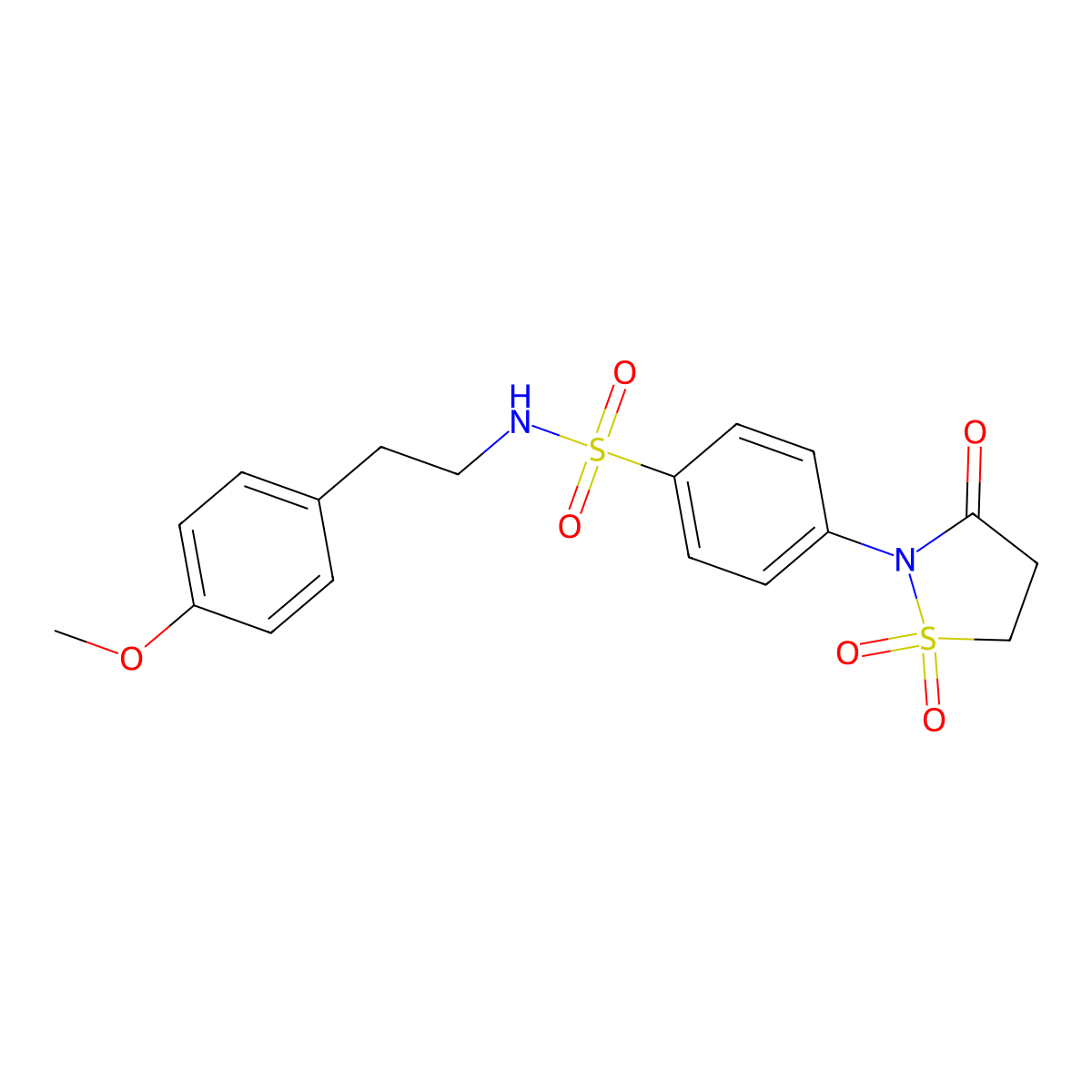 4-(1,1-dioxido-3-oxoisothiazolidin-2-yl)-N-(4-methoxyphenethyl)benzenesulfonamide molecular structure, CAS 1015534-91-4