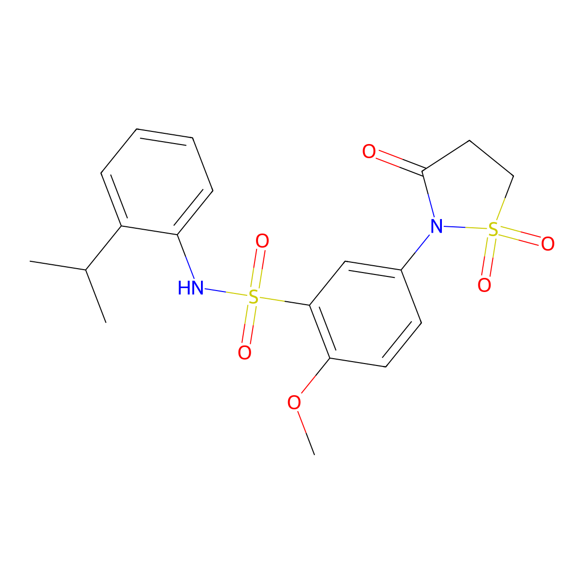 5-(1,1-dioxido-3-oxoisothiazolidin-2-yl)-N-(2-isopropylphenyl)-2-methoxybenzenesulfonamide molecular structure, CAS 1015536-09-0