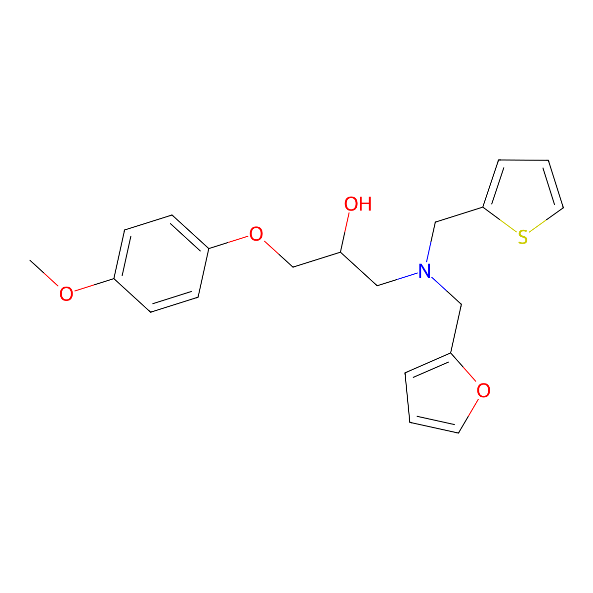 1-[(Furan-2-ylmethyl)(thiophen-2-ylmethyl)amino]-3-(4-methoxyphenoxy)propan-2-ol molecular structure, CAS 1015542-63-8