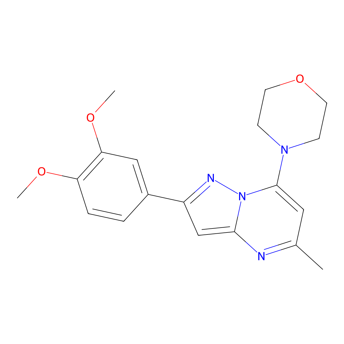 2-(3,4-Dimethoxyphenyl)-5-methyl-7-morpholin-4-ylpyrazolo[1,5-a]pyrimidine molecular structure, CAS 1015542-88-7