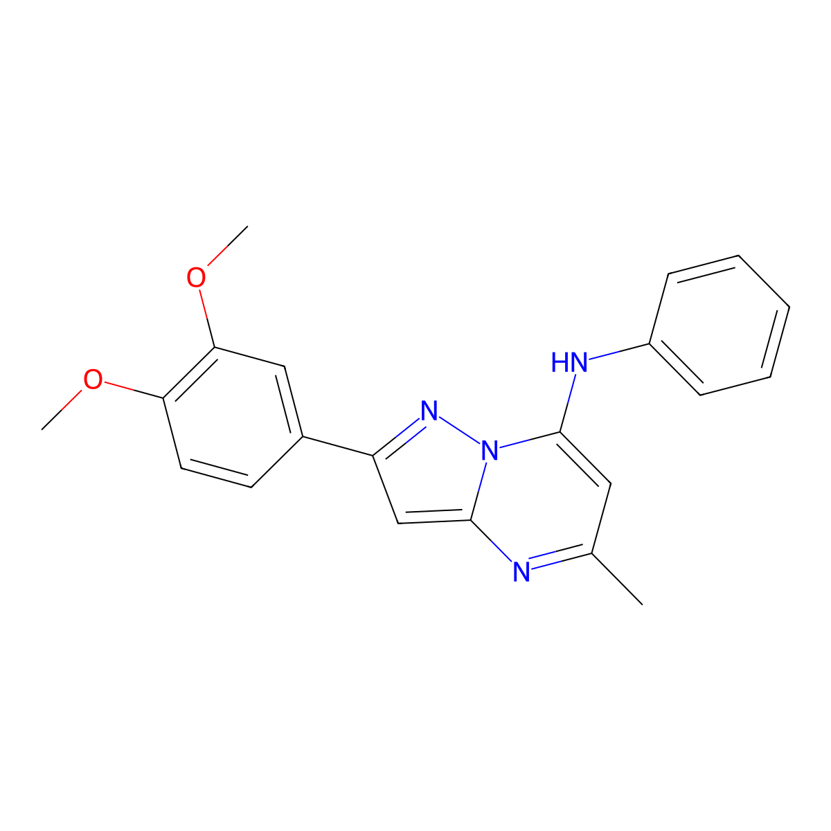 2-(3,4-dimethoxyphenyl)-5-methyl-N-phenylpyrazolo[1,5-a]pyrimidin-7-amine molecular structure, CAS 1015542-94-5