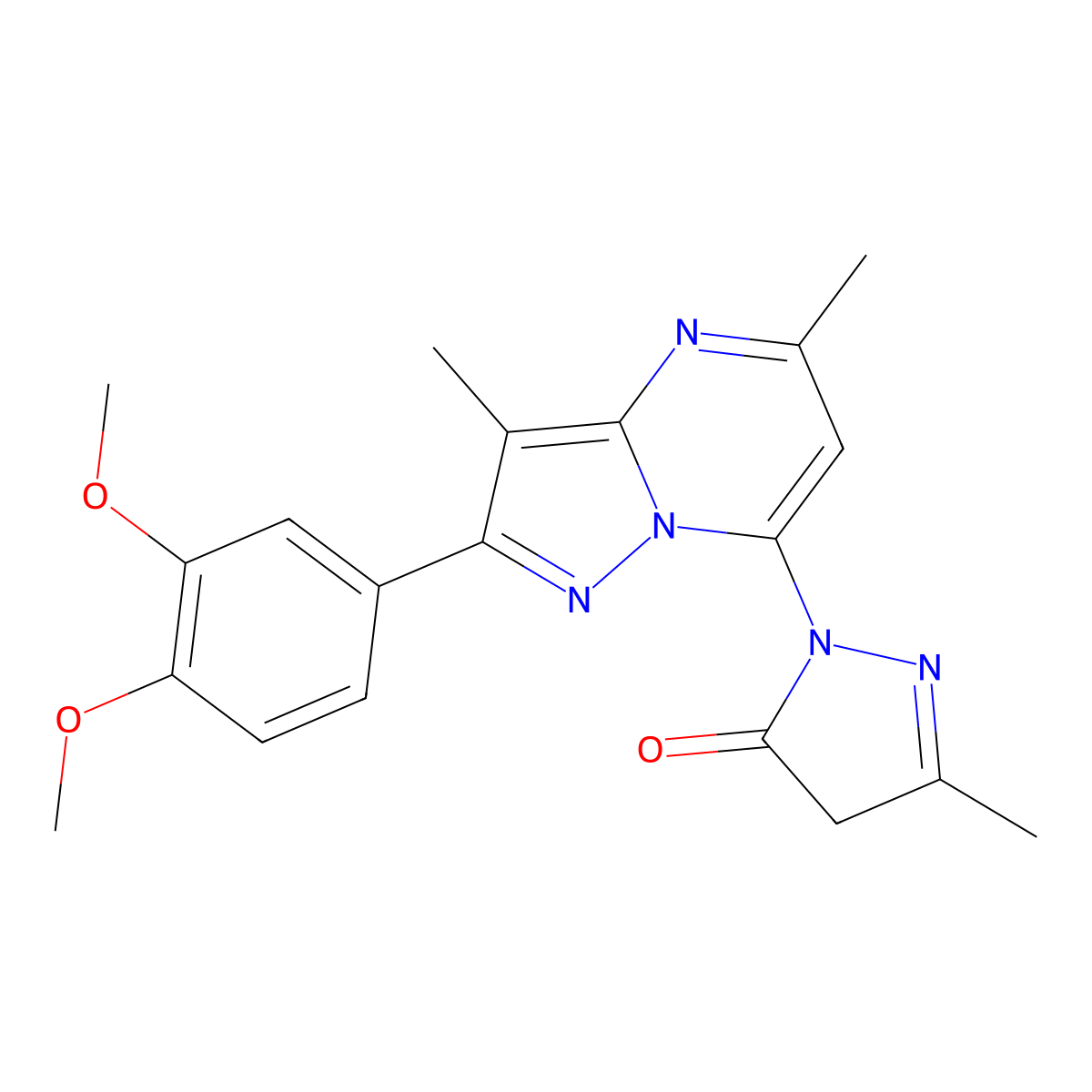 1-(2-(3,4-dimethoxyphenyl)-3,5-dimethylpyrazolo[1,5-a]pyrimidin-7-yl)-3-methyl-1H-pyrazol-5(4H)-one molecular structure, CAS 1015543-56-2