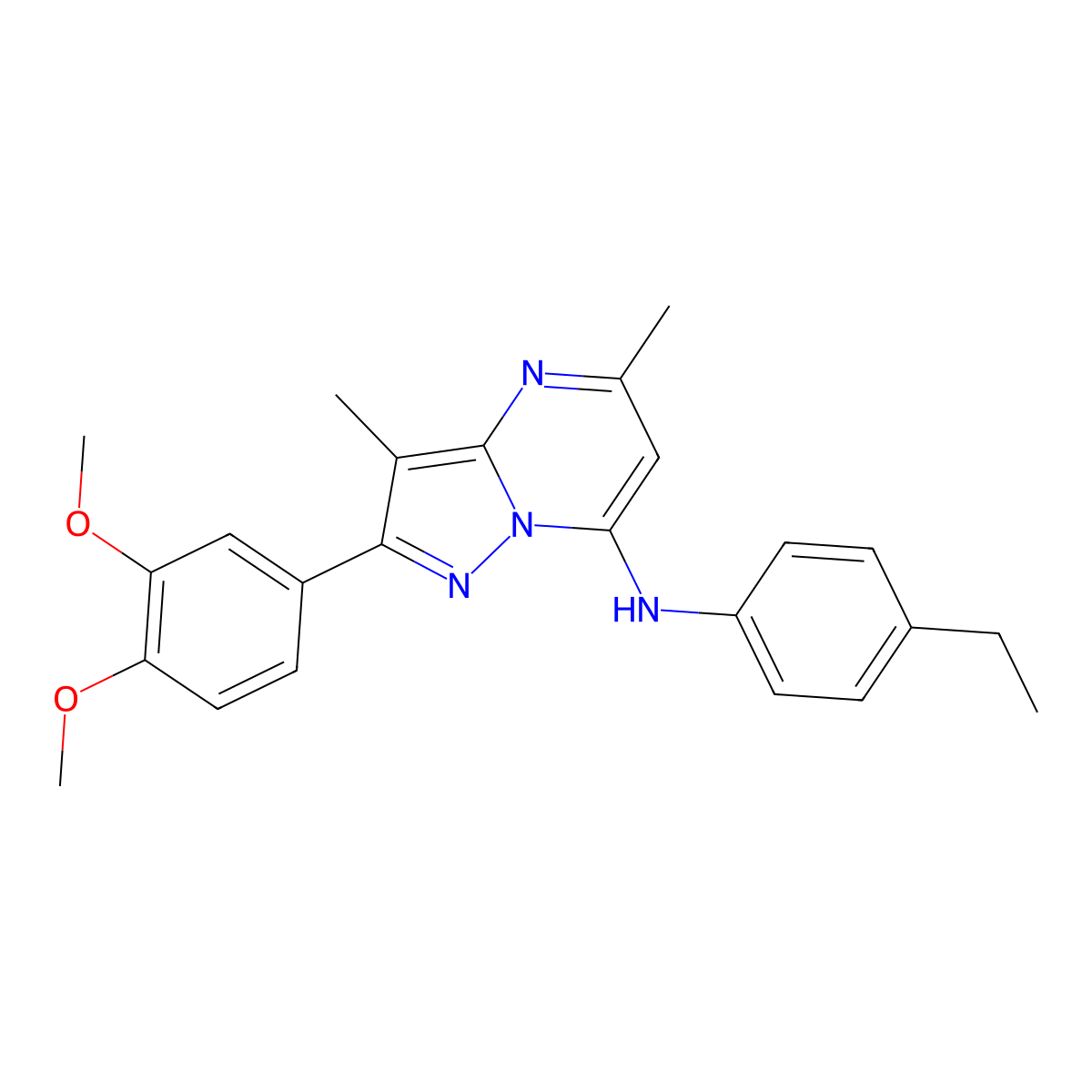 2-(3,4-dimethoxyphenyl)-N-(4-ethylphenyl)-3,5-dimethylpyrazolo[1,5-a]pyrimidin-7-amine molecular structure, CAS 1015544-04-3