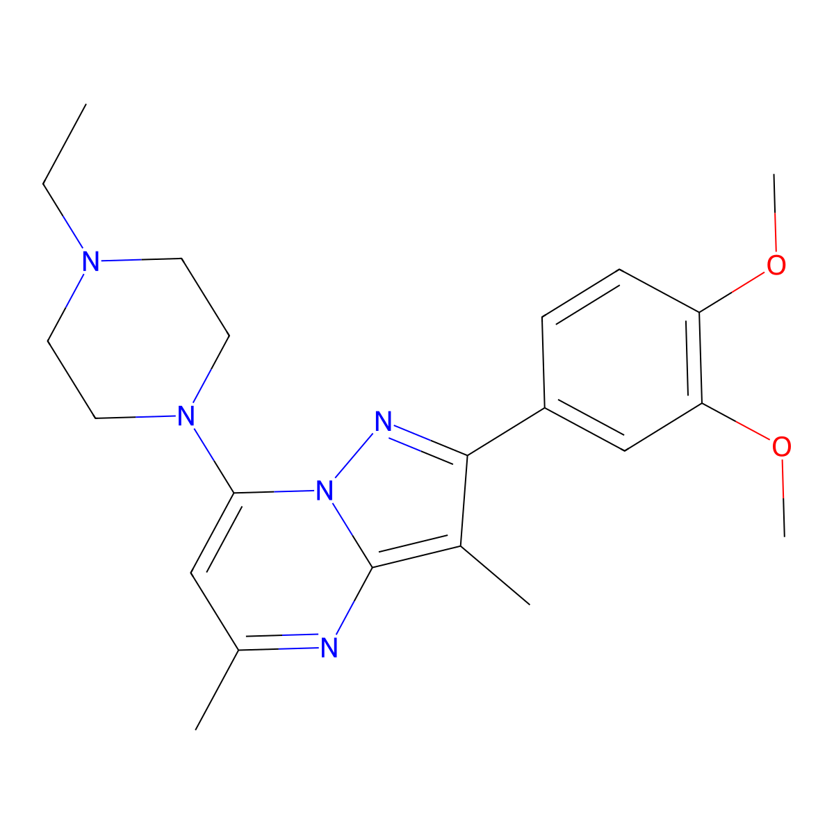 2-(3,4-Dimethoxyphenyl)-7-(4-ethylpiperazin-1-yl)-3,5-dimethylpyrazolo[1,5-a]pyrimidine molecular structure, CAS 1015544-11-2