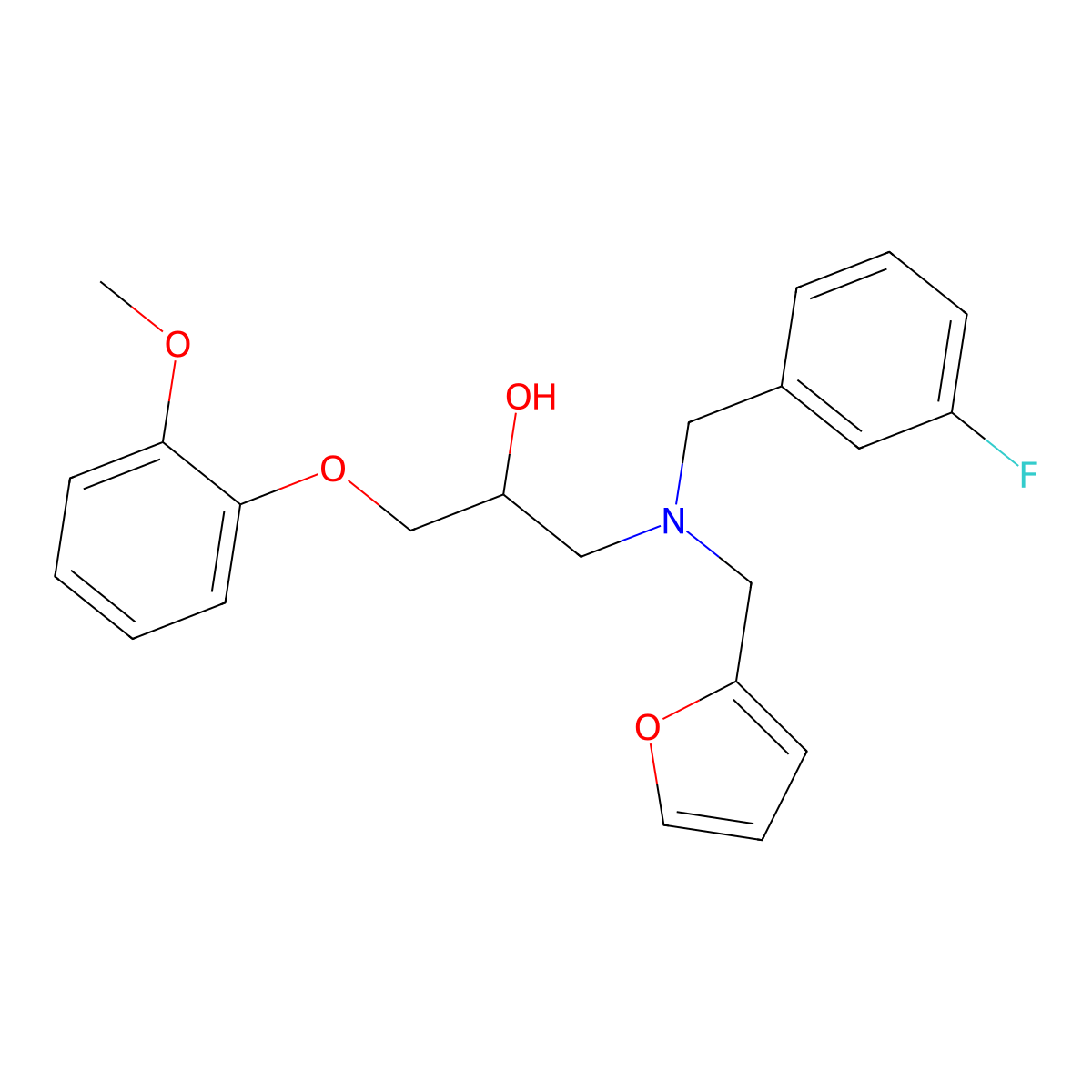 1-[(3-Fluorobenzyl)(furan-2-ylmethyl)amino]-3-(2-methoxyphenoxy)propan-2-ol molecular structure, CAS 1015544-28-1