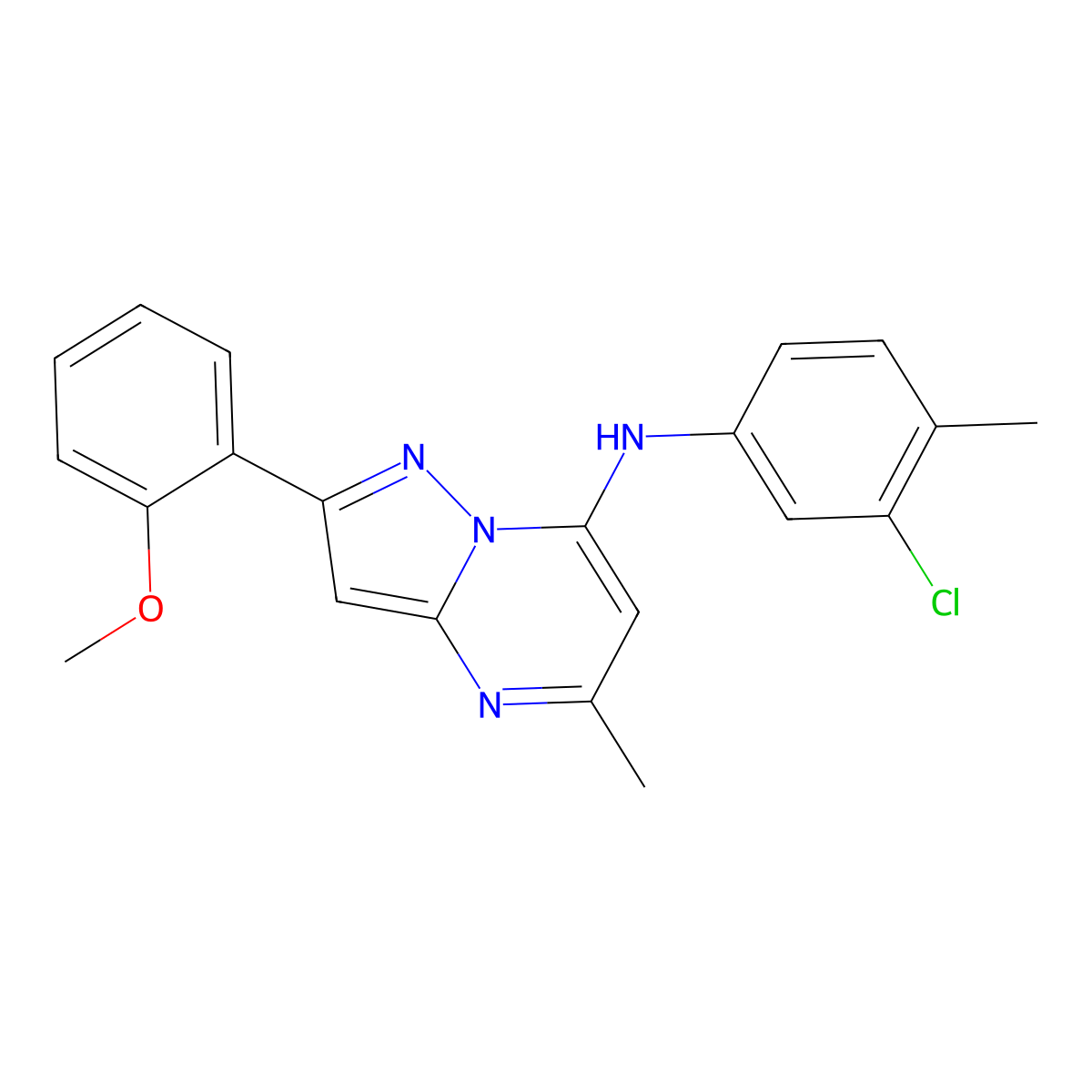 N-(3-chloro-4-methylphenyl)-2-(2-methoxyphenyl)-5-methylpyrazolo[1,5-a]pyrimidin-7-amine molecular structure, CAS 1015544-89-4