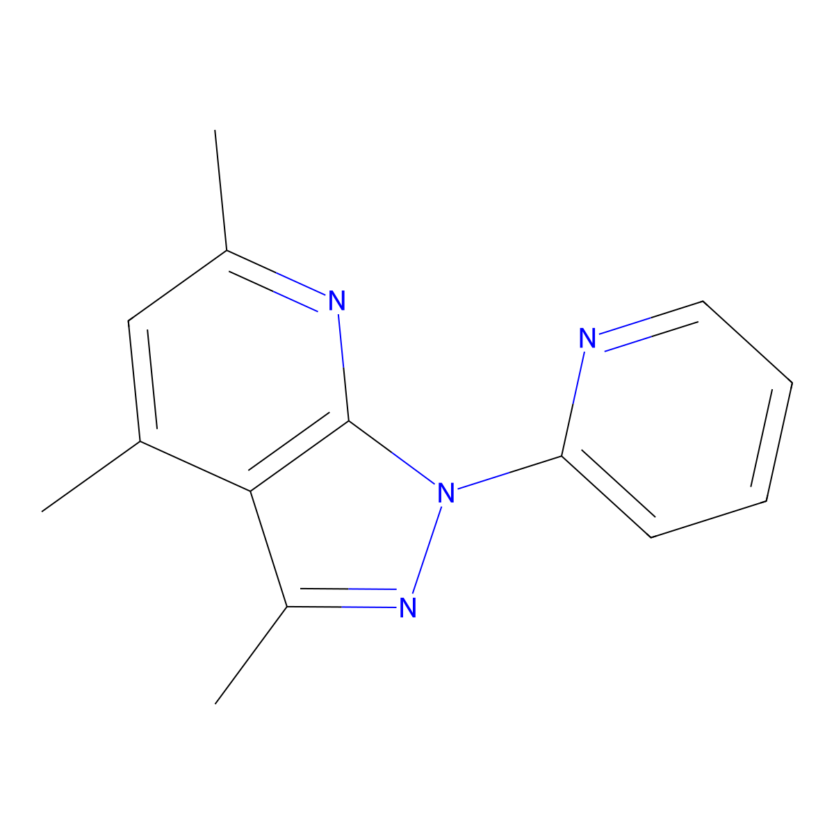3,4,6-trimethyl-1-(pyridin-2-yl)-1H-pyrazolo[3,4-b]pyridine molecular structure, CAS 1015545-42-2