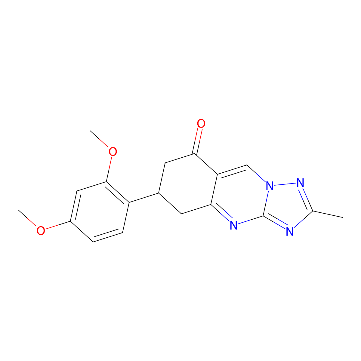 6-(2,4-dimethoxyphenyl)-2-methyl-6,7-dihydro[1,2,4]triazolo[5,1-b]quinazolin-8(5H)-one molecular structure, CAS 1015546-86-7