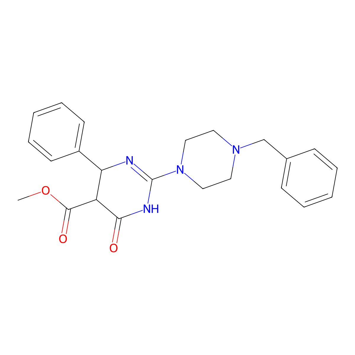 Methyl 2-(4-benzylpiperazin-1-yl)-4-oxo-6-phenyl-1,4,5,6-tetrahydropyrimidine-5-carboxylate molecular structure, CAS 1015549-71-9