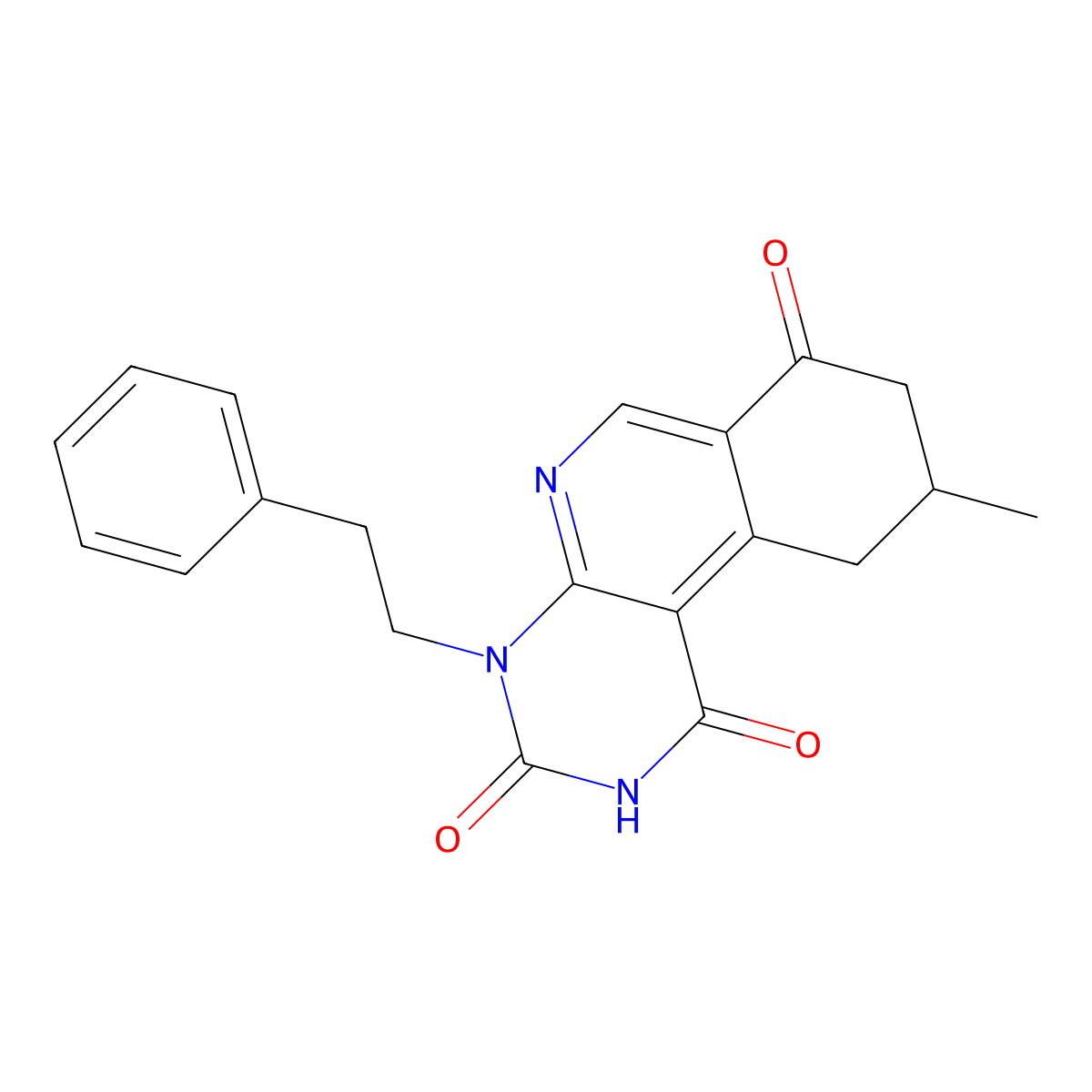 9-methyl-4-(2-phenylethyl)-9,10-dihydropyrimido[4,5-c]isoquinoline-1,3,7(2H,4H,8H)-trione molecular structure, CAS 1015552-67-6