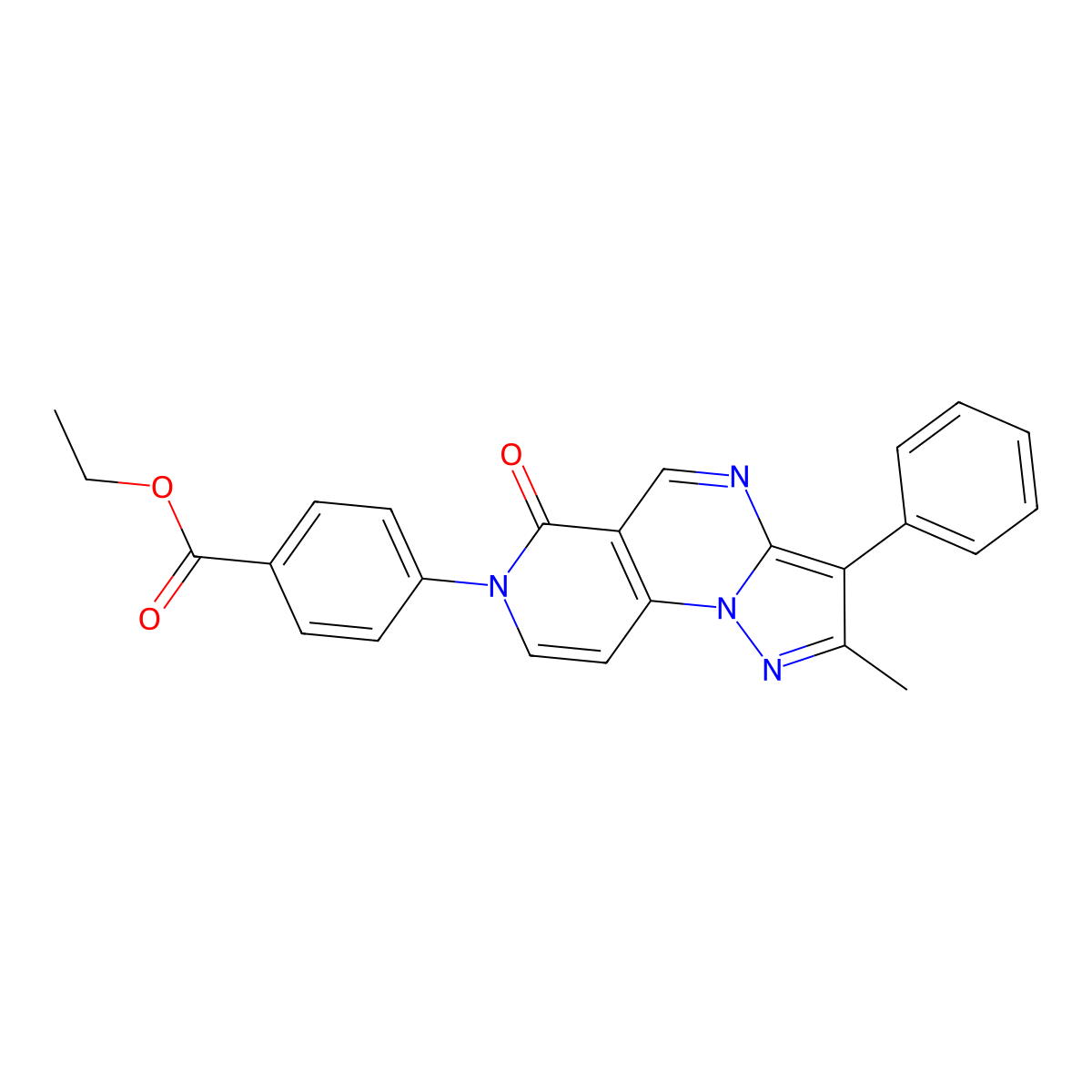 ethyl 4-(2-methyl-6-oxo-3-phenylpyrazolo[1,5-a]pyrido[3,4-e]pyrimidin-7(6H)-yl)benzoate molecular structure, CAS 1015553-38-4