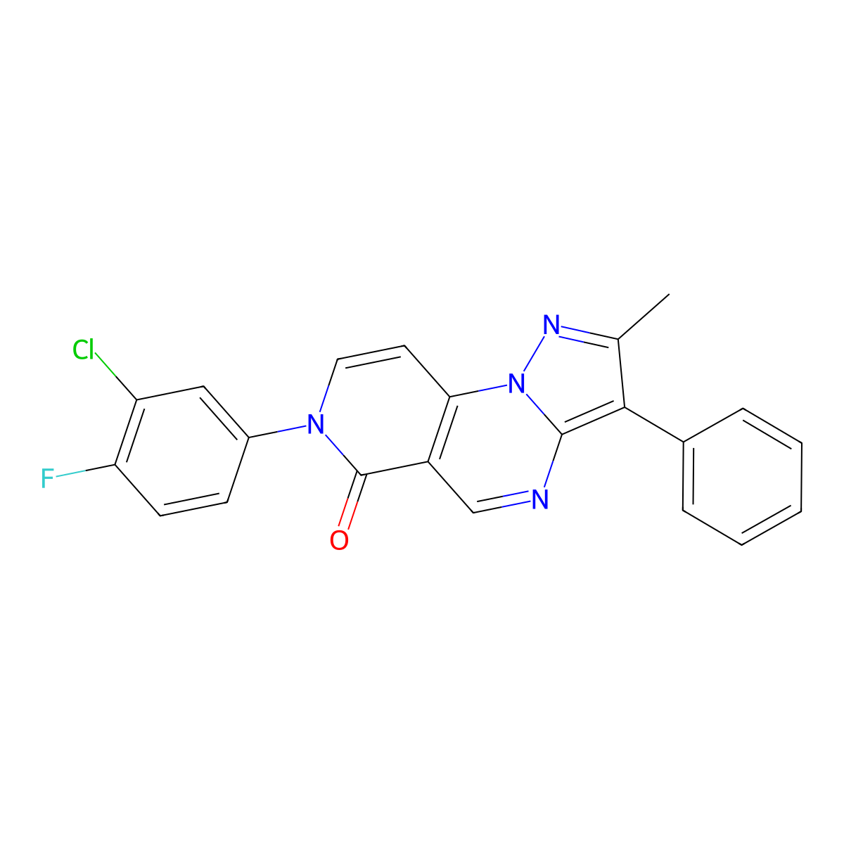 7-(3-chloro-4-fluorophenyl)-2-methyl-3-phenylpyrazolo[1,5-a]pyrido[3,4-e]pyrimidin-6(7H)-one molecular structure, CAS 1015553-57-7