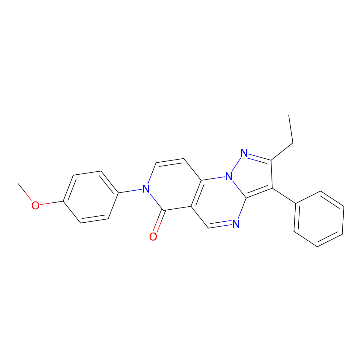 2-ethyl-7-(4-methoxyphenyl)-3-phenylpyrazolo[1,5-a]pyrido[3,4-e]pyrimidin-6(7H)-one molecular structure, CAS 1015553-94-2