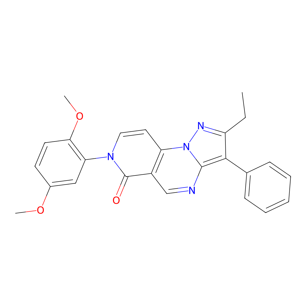 7-(2,5-dimethoxyphenyl)-2-ethyl-3-phenylpyrazolo[1,5-a]pyrido[3,4-e]pyrimidin-6(7H)-one molecular structure, CAS 1015554-15-0