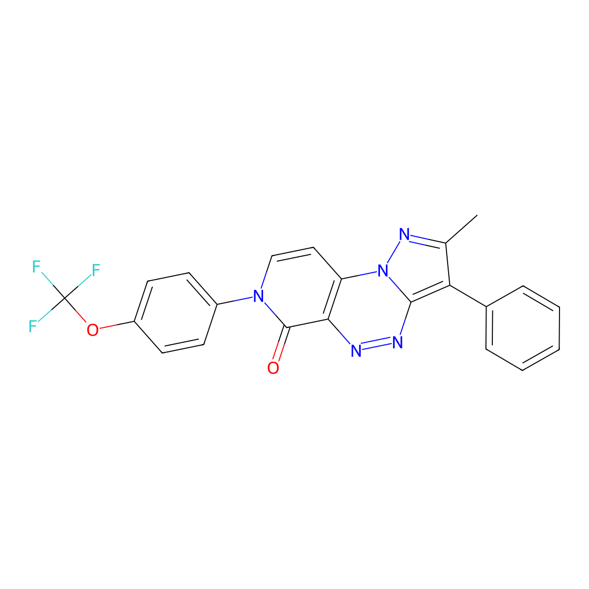 2-methyl-3-phenyl-7-[4-(trifluoromethoxy)phenyl]pyrazolo[5,1-c]pyrido[4,3-e][1,2,4]triazin-6(7H)-one molecular structure, CAS 1015554-81-0