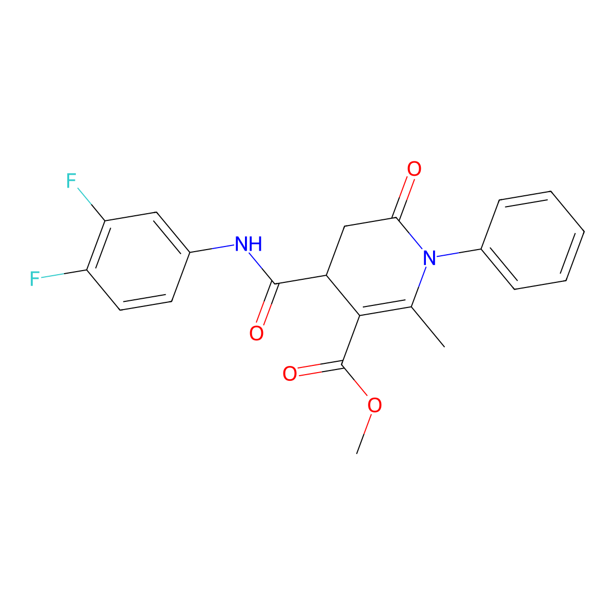 Methyl 4-[(3,4-difluorophenyl)carbamoyl]-2-methyl-6-oxo-1-phenyl-1,4,5,6-tetrahydropyridine-3-carboxylate molecular structure, CAS 1015556-59-8