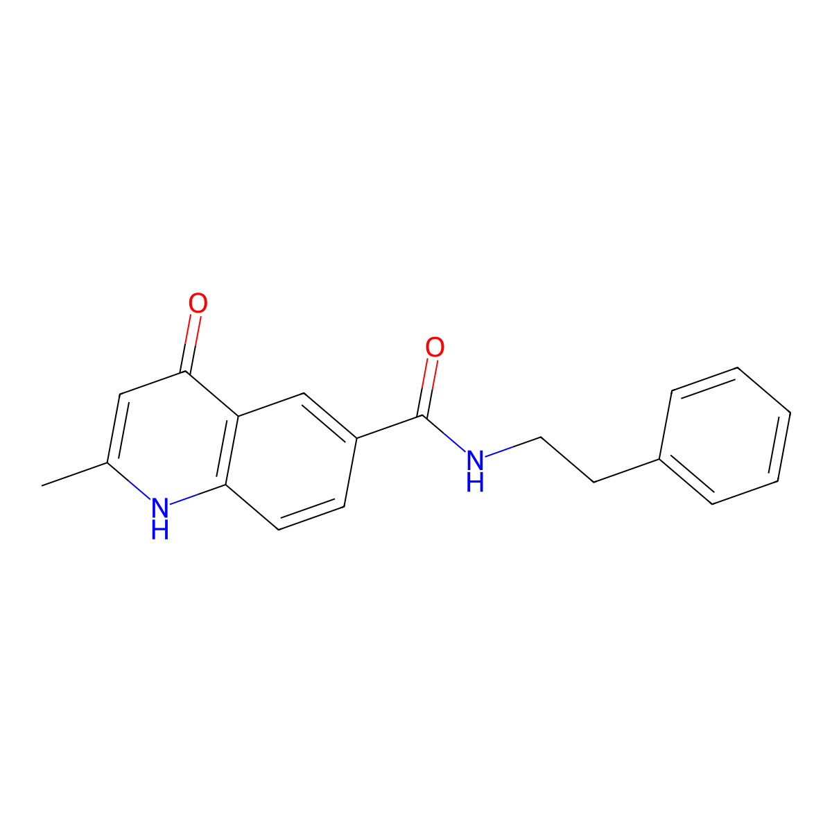2-methyl-4-oxo-N-(2-phenylethyl)-1,4-dihydroquinoline-6-carboxamide molecular structure, CAS 1015559-52-0