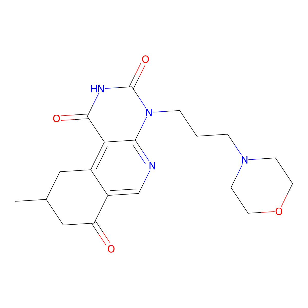 9-methyl-4-(3-morpholinopropyl)-9,10-dihydropyrimido[4,5-c]isoquinoline-1,3,7(2H,4H,8H)-trione molecular structure, CAS 1015564-76-7