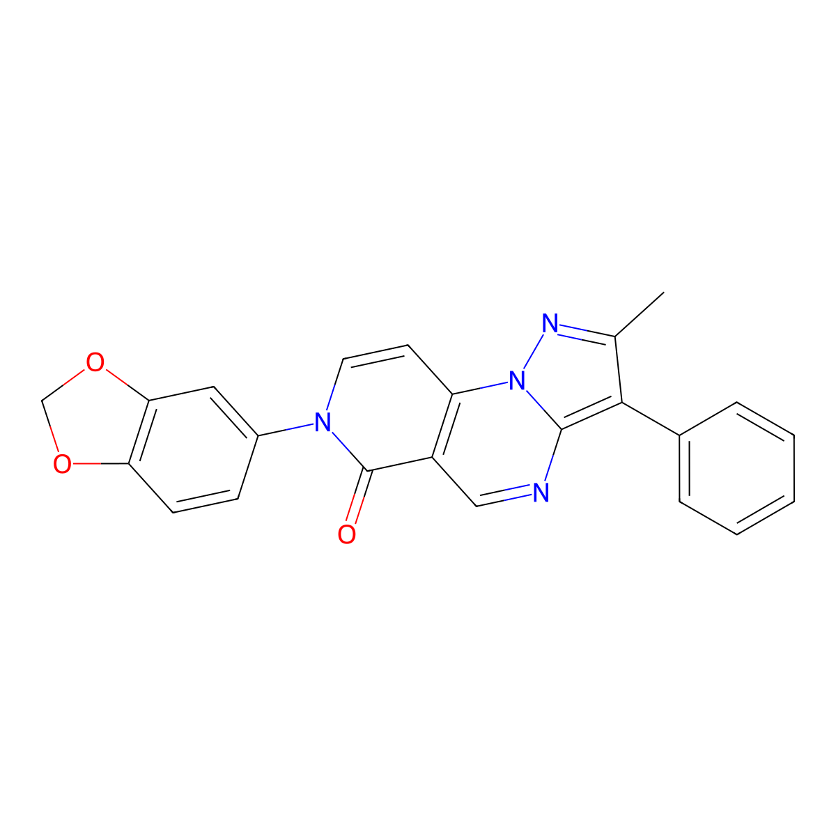 7-(1,3-benzodioxol-5-yl)-2-methyl-3-phenylpyrazolo[1,5-a]pyrido[3,4-e]pyrimidin-6(7H)-one molecular structure, CAS 1015565-88-4
