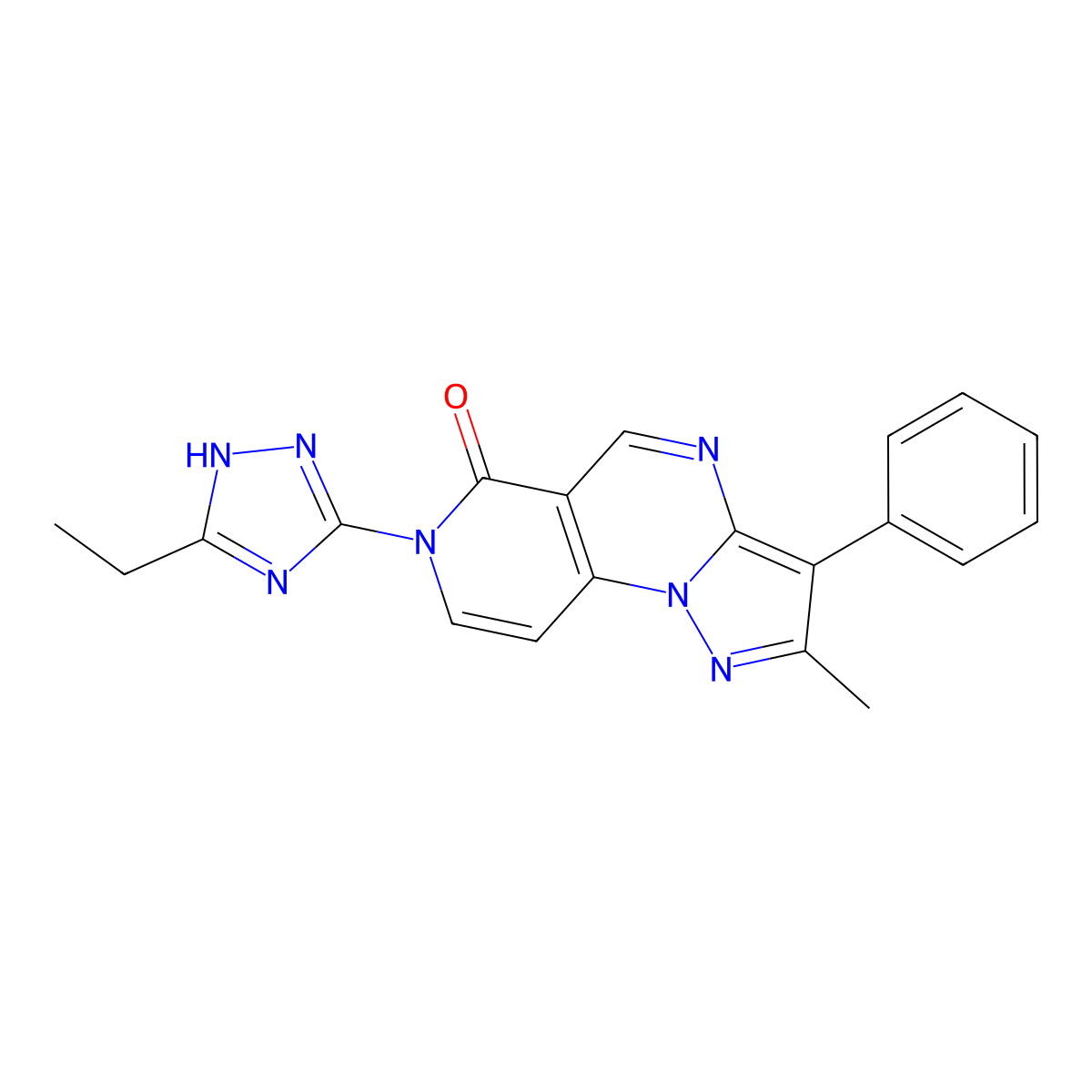 7-(5-ethyl-4H-1,2,4-triazol-3-yl)-2-methyl-3-phenylpyrazolo[1,5-a]pyrido[3,4-e]pyrimidin-6(7H)-one molecular structure, CAS 1015566-20-7