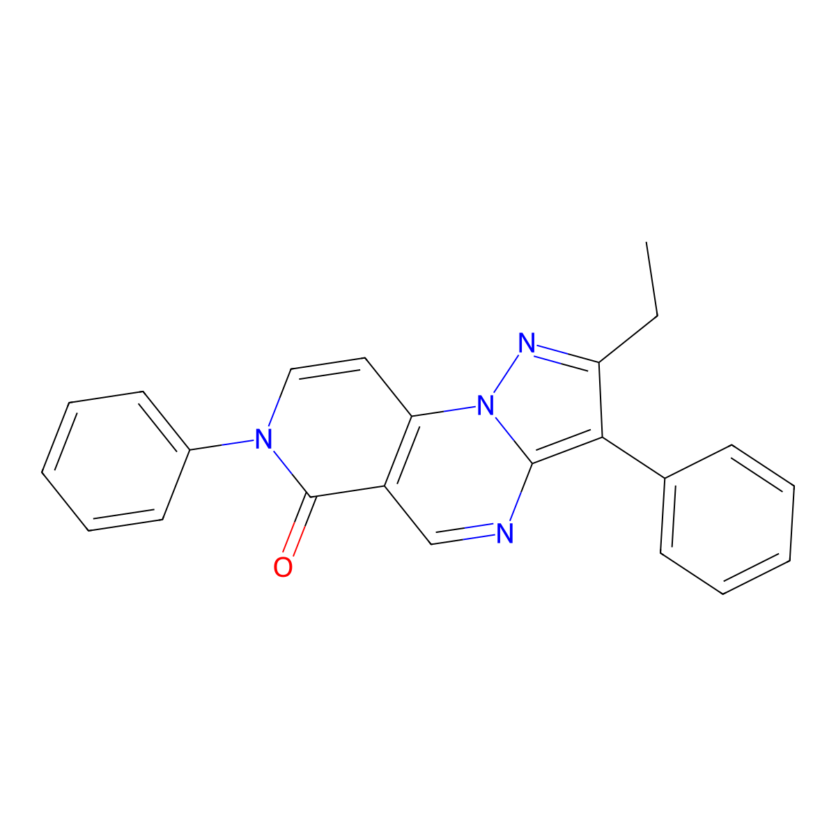 2-ethyl-3,7-diphenylpyrazolo[1,5-a]pyrido[3,4-e]pyrimidin-6(7H)-one molecular structure, CAS 1015566-26-3