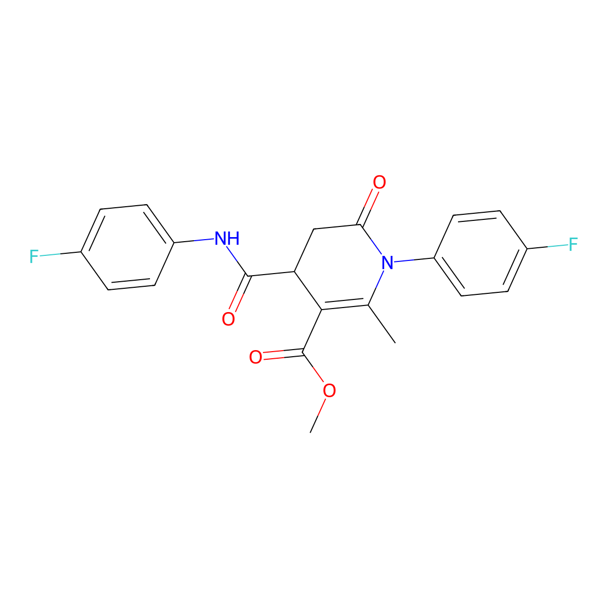 Methyl 1-(4-fluorophenyl)-4-[(4-fluorophenyl)carbamoyl]-2-methyl-6-oxo-1,4,5,6-tetrahydropyridine-3-carboxylate molecular structure, CAS 1015568-22-5