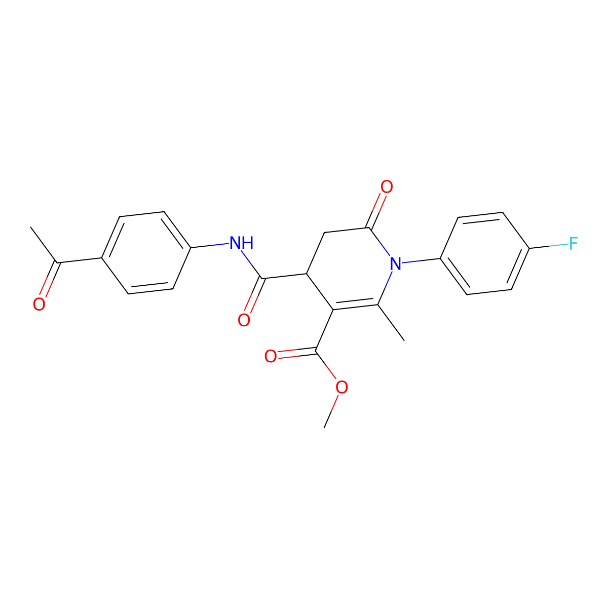 Methyl 4-[(4-acetylanilino)carbonyl]-1-(4-fluorophenyl)-2-methyl-6-oxo-1,4,5,6-tetrahydro-3-pyridinecarboxylate molecular structure, CAS 1015568-30-5