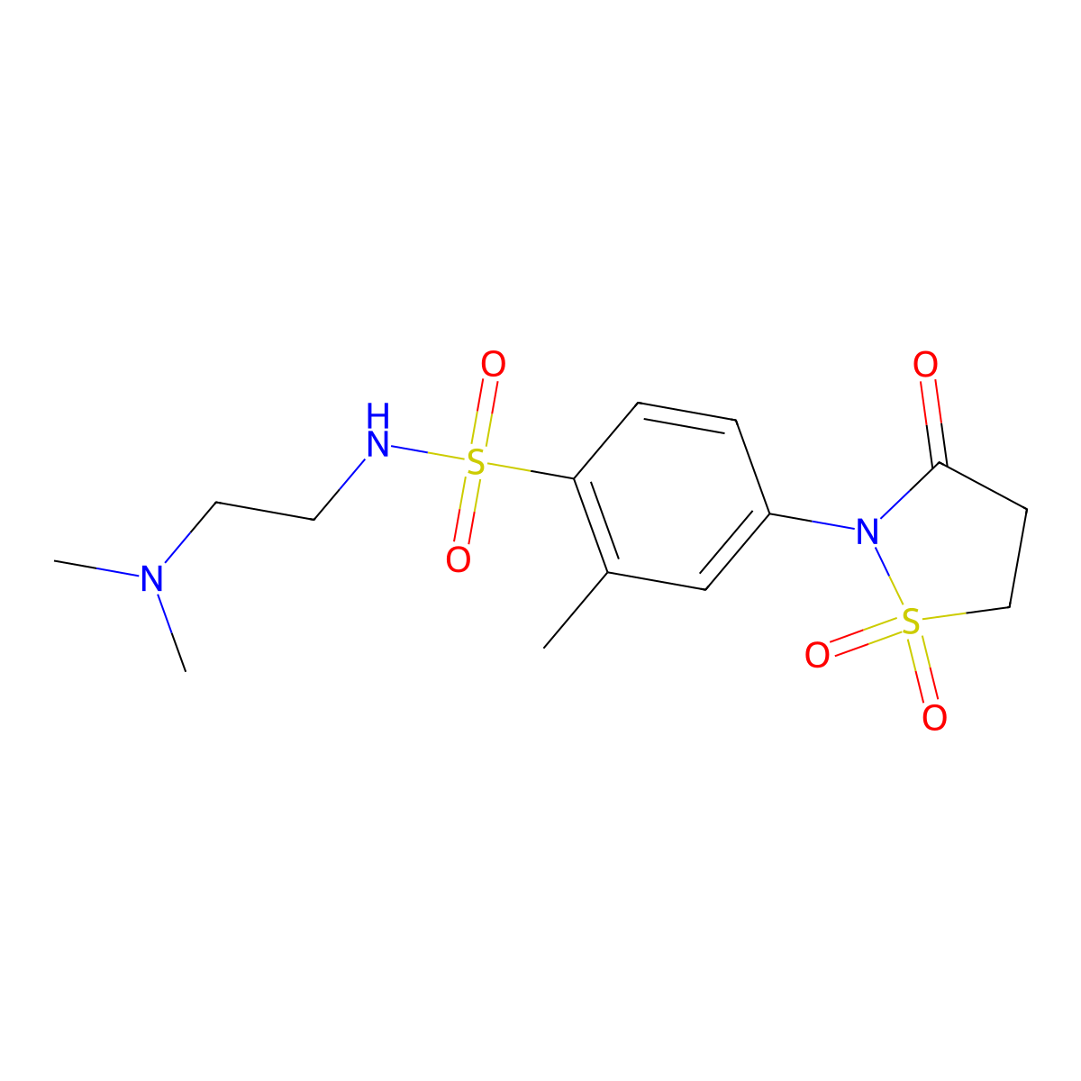 N-[2-(dimethylamino)ethyl]-2-methyl-4-(1,1,3-trioxo-1lambda6,2-thiazolidin-2-yl)benzene-1-sulfonamide molecular structure, CAS 1015568-79-2