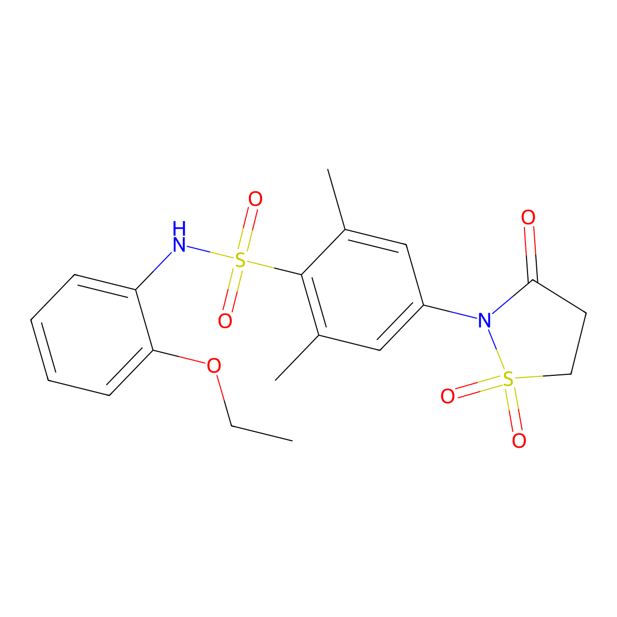 4-(1,1-Dioxido-3-oxo-2-isothiazolidinyl)-N-(2-ethoxyphenyl)-2,6-dimethylbenzenesulfonamide molecular structure, CAS 1015570-44-1