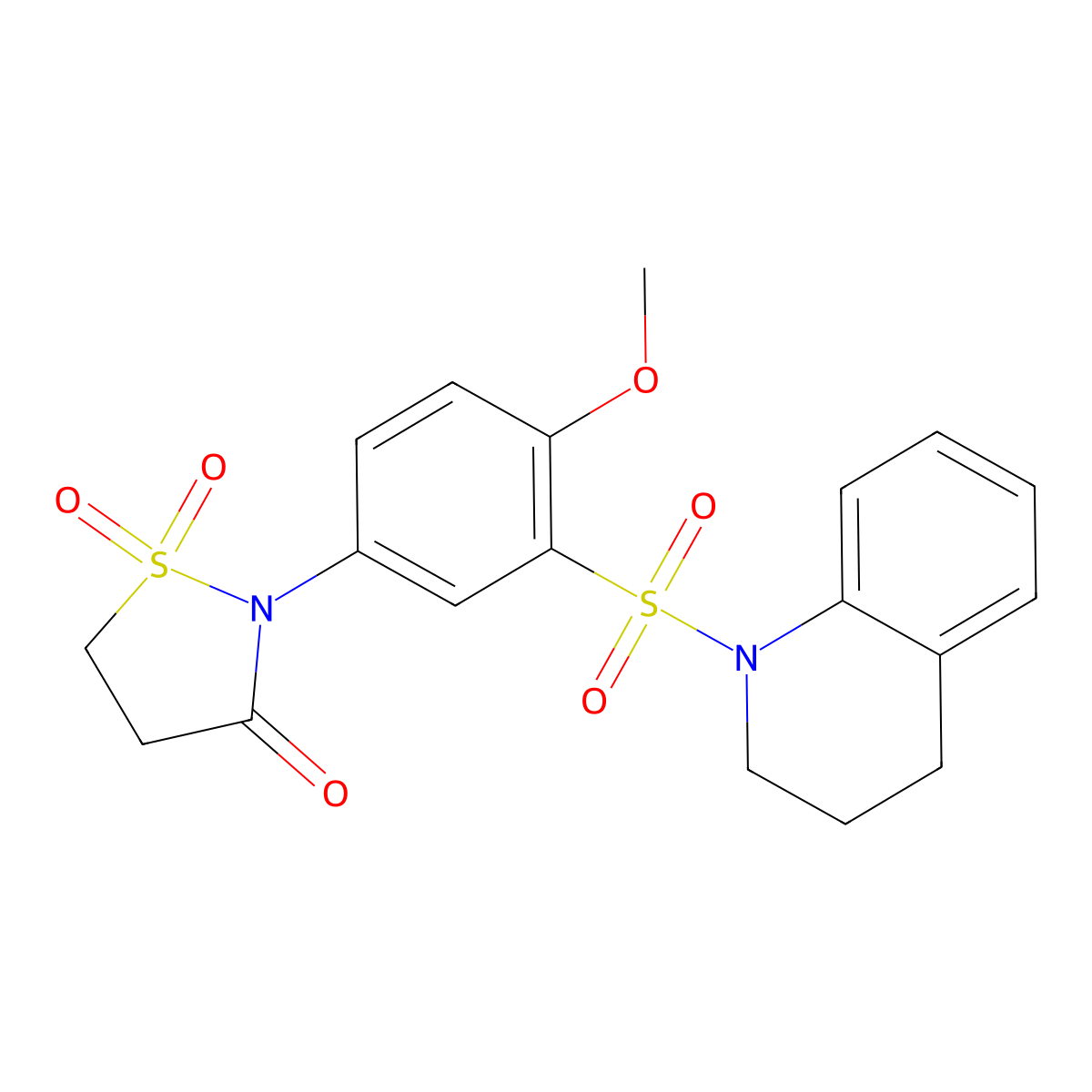 2-[4-Methoxy-3-(1,2,3,4-tetrahydroquinoline-1-sulfonyl)phenyl]-1lambda6,2-thiazolidine-1,1,3-trione molecular structure, CAS 1015572-01-6