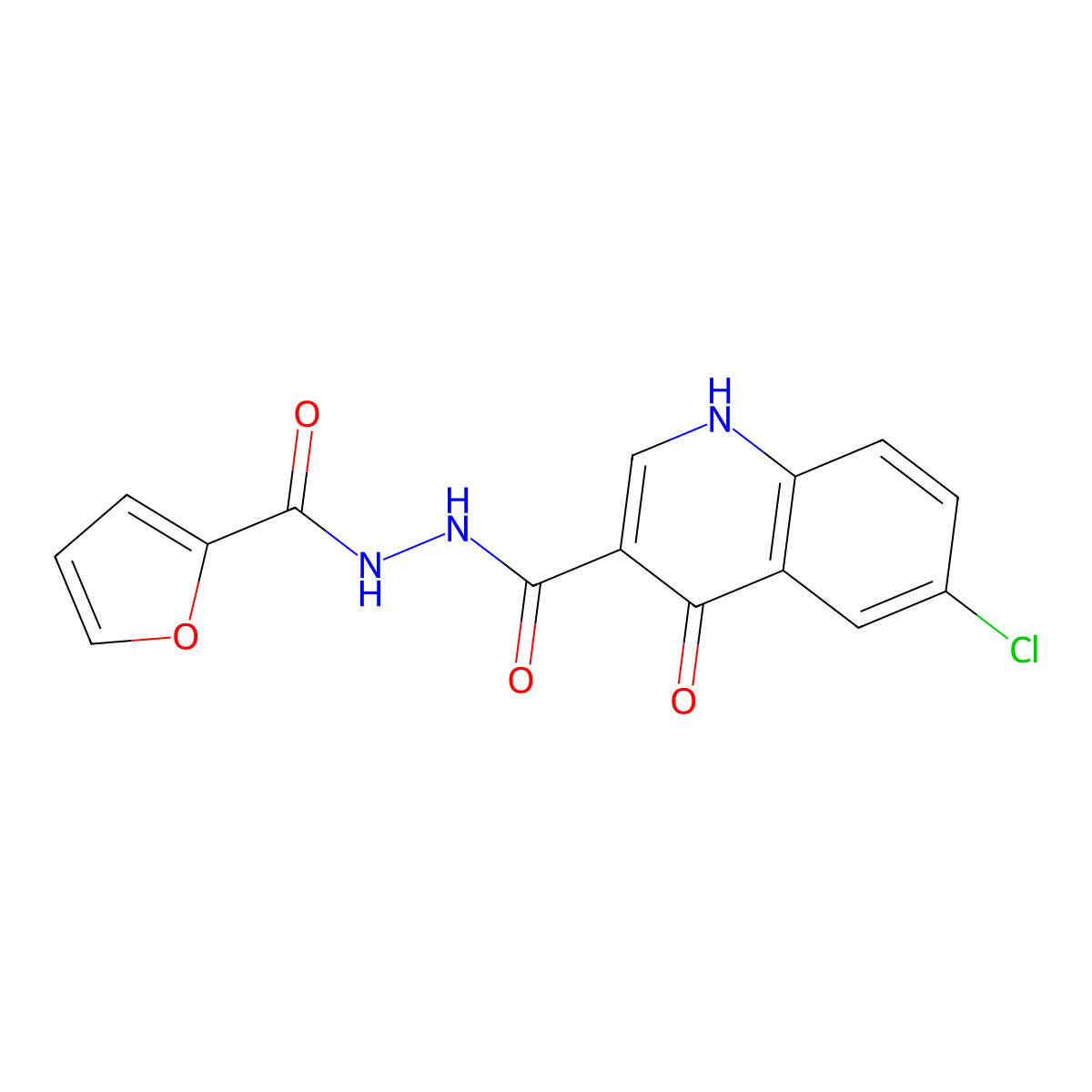 6-chloro-N'-(furan-2-ylcarbonyl)-4-hydroxyquinoline-3-carbohydrazide molecular structure, CAS 1015572-23-2