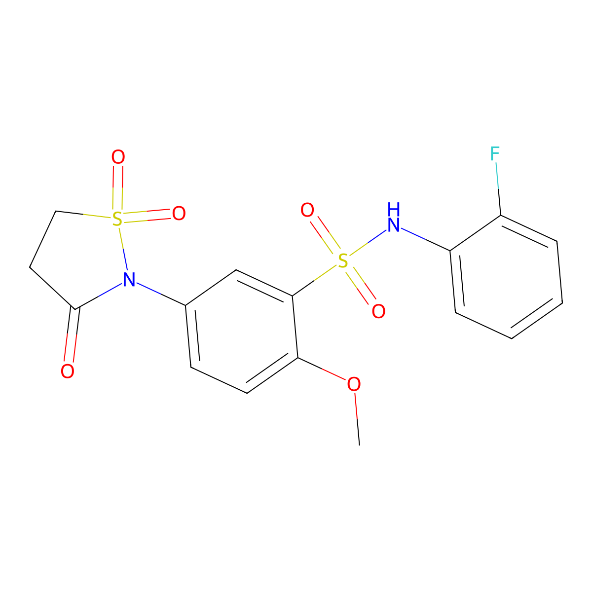 5-(1,1-dioxido-3-oxoisothiazolidin-2-yl)-N-(2-fluorophenyl)-2-methoxybenzenesulfonamide molecular structure, CAS 1015572-33-4