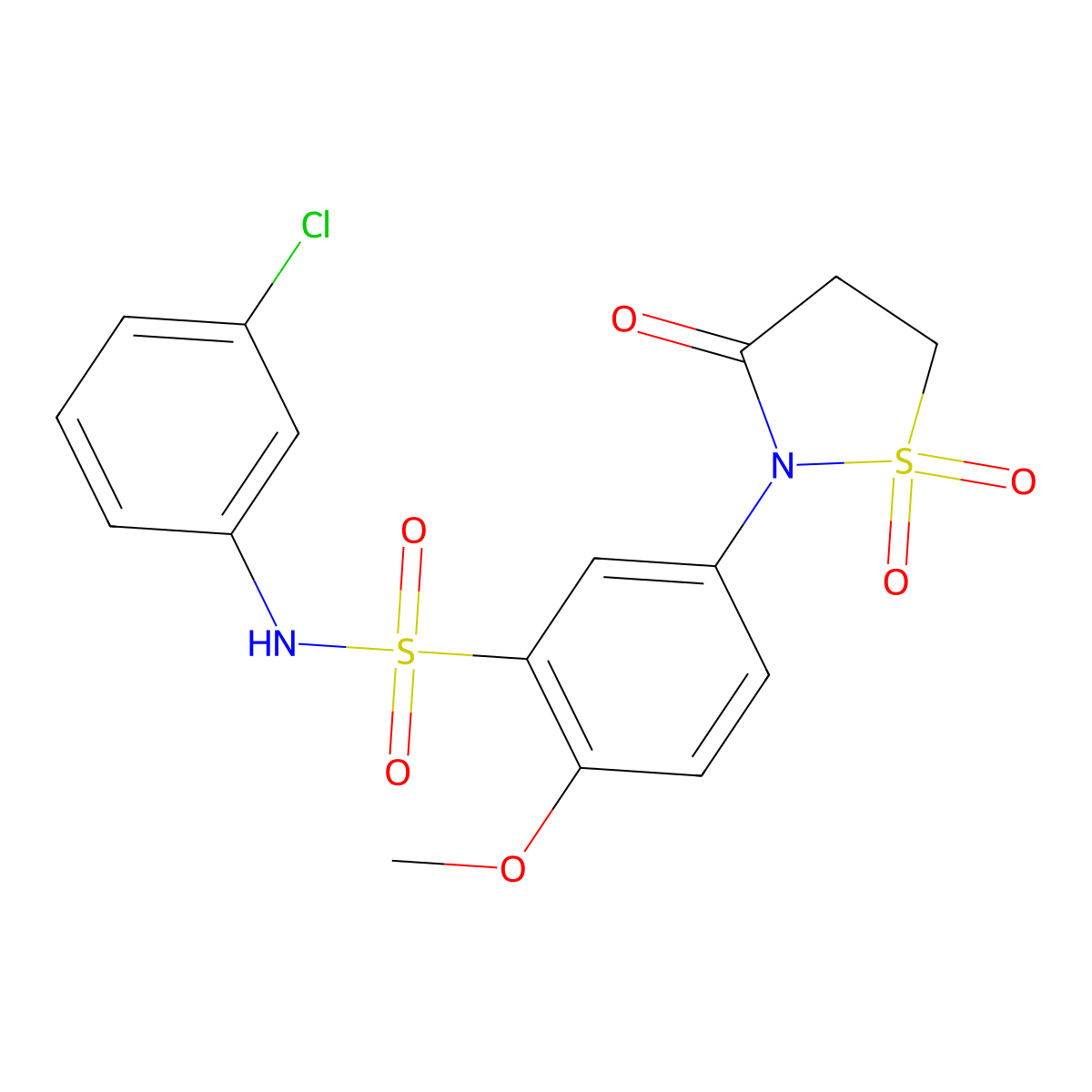 N-(3-chlorophenyl)-5-(1,1-dioxido-3-oxoisothiazolidin-2-yl)-2-methoxybenzenesulfonamide molecular structure, CAS 1015572-40-3