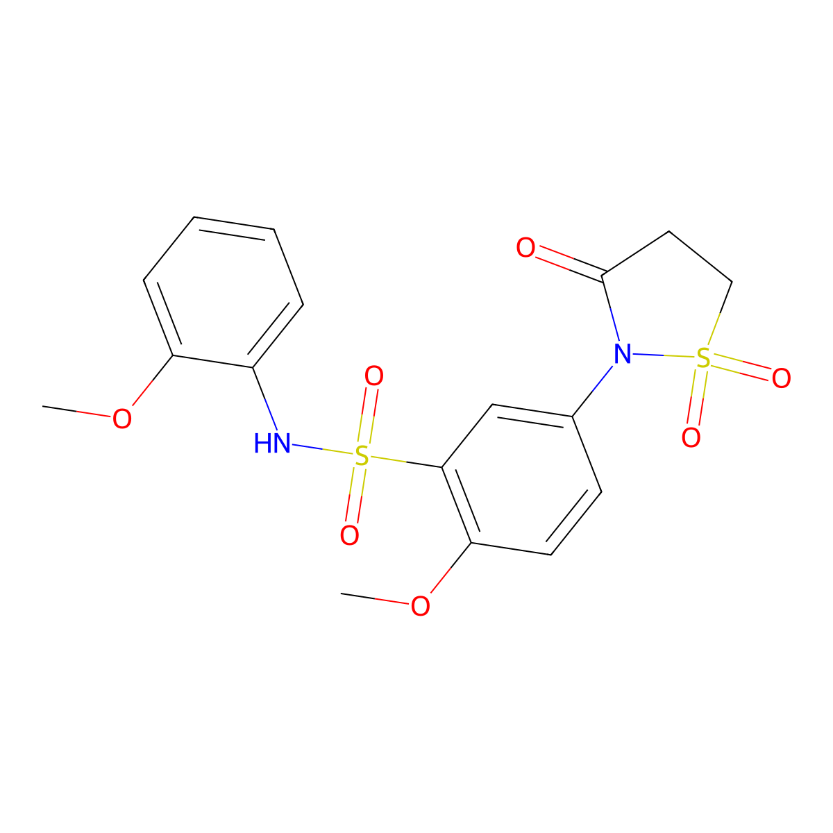 5-(1,1-dioxido-3-oxoisothiazolidin-2-yl)-2-methoxy-N-(2-methoxyphenyl)benzenesulfonamide molecular structure, CAS 1015572-70-9