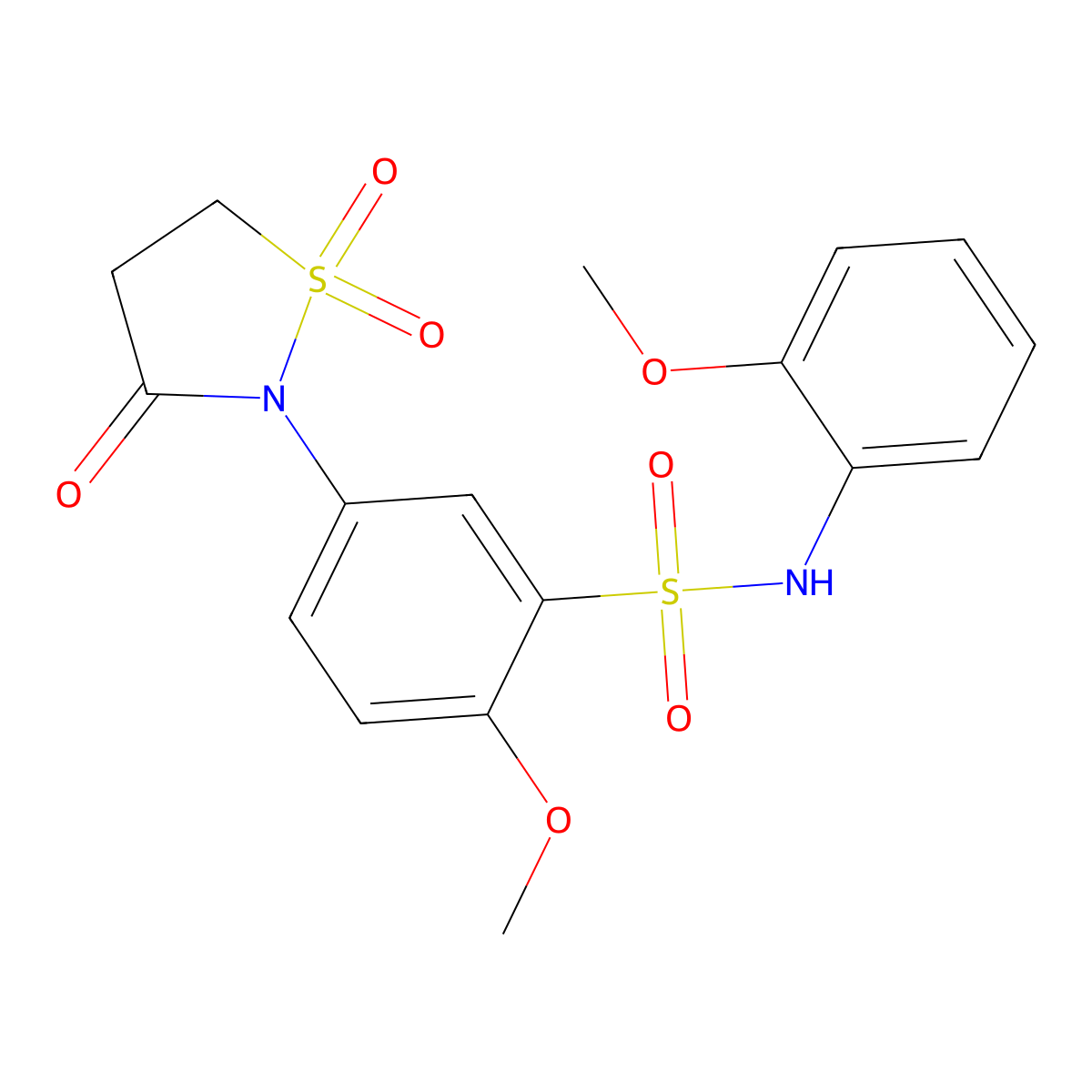 5-(1,1-dioxido-3-oxoisothiazolidin-2-yl)-2-methoxy-N-(2-methoxyphenyl)benzenesulfonamide molecular structure, CAS 1015572-70-9
