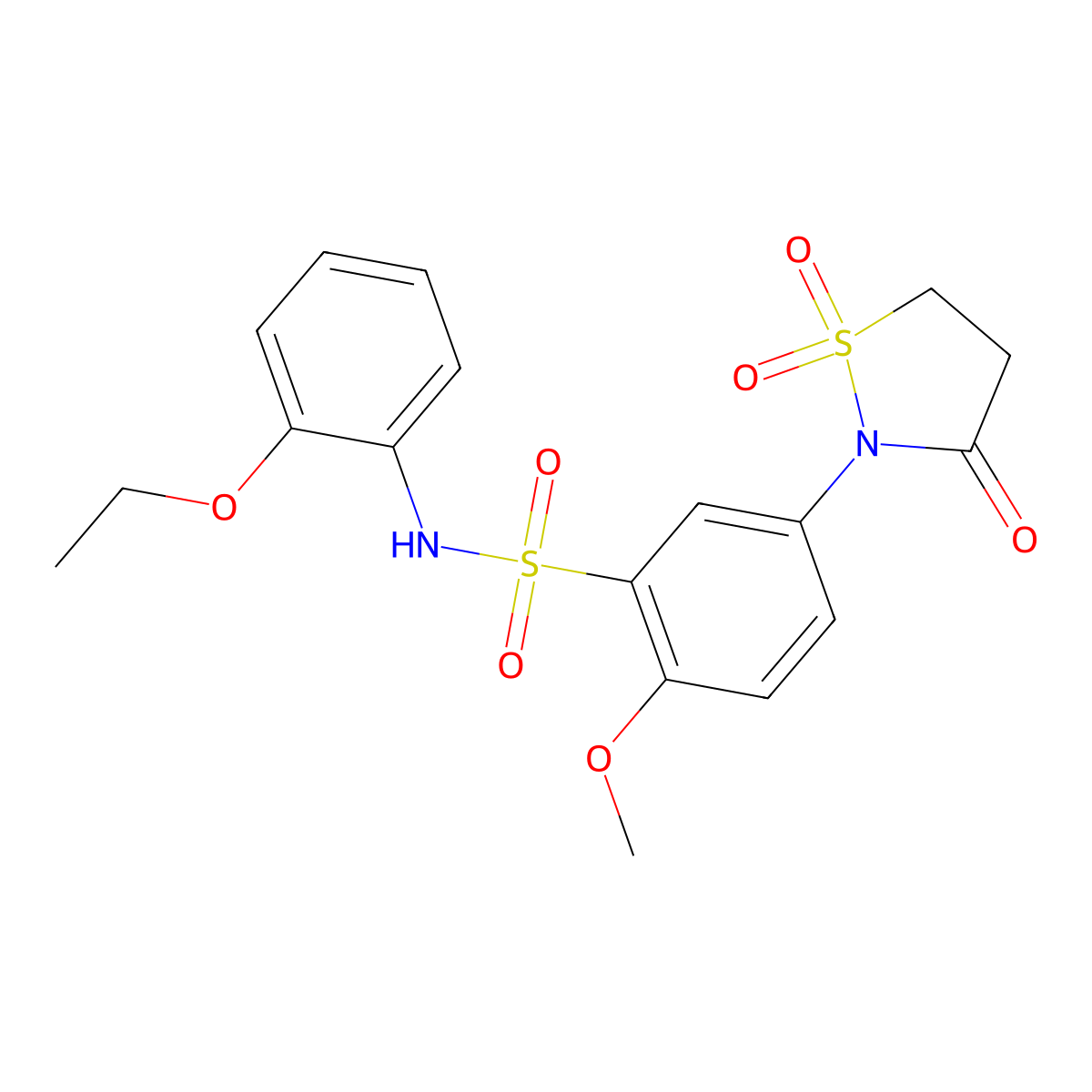 5-(1,1-dioxido-3-oxoisothiazolidin-2-yl)-N-(2-ethoxyphenyl)-2-methoxybenzenesulfonamide molecular structure, CAS 1015572-78-7