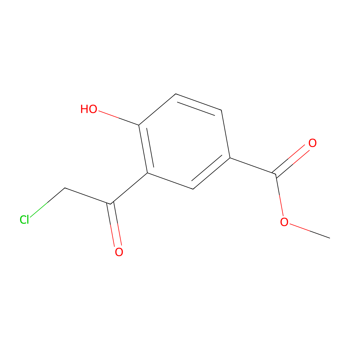 Methyl 3-(2-chloroacetyl)-4-hydroxybenzoate molecular structure, CAS 1015573-50-8