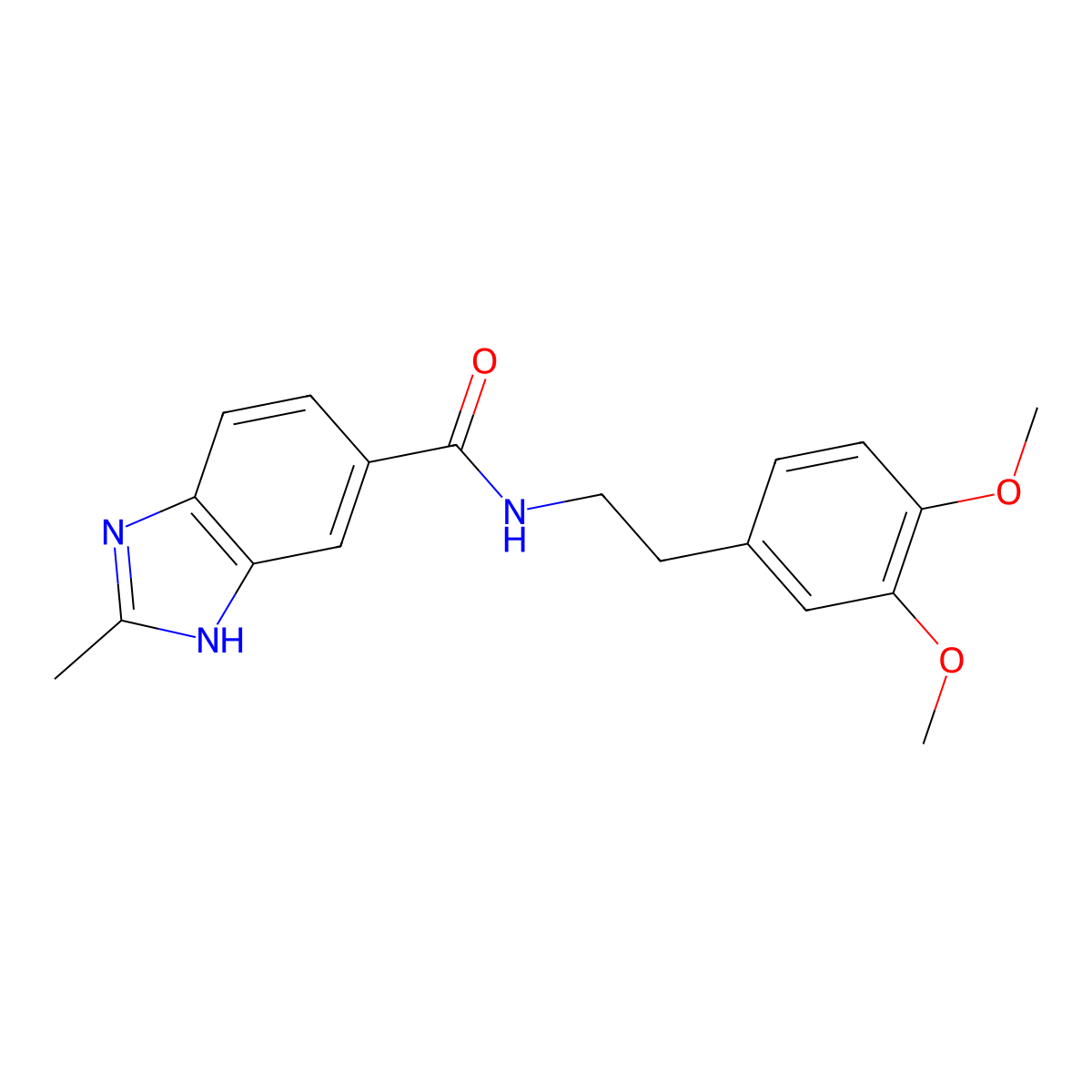 N-(3,4-dimethoxyphenethyl)-2-methyl-1H-1,3-benzimidazole-5-carboxamide molecular structure, CAS 1015579-93-7