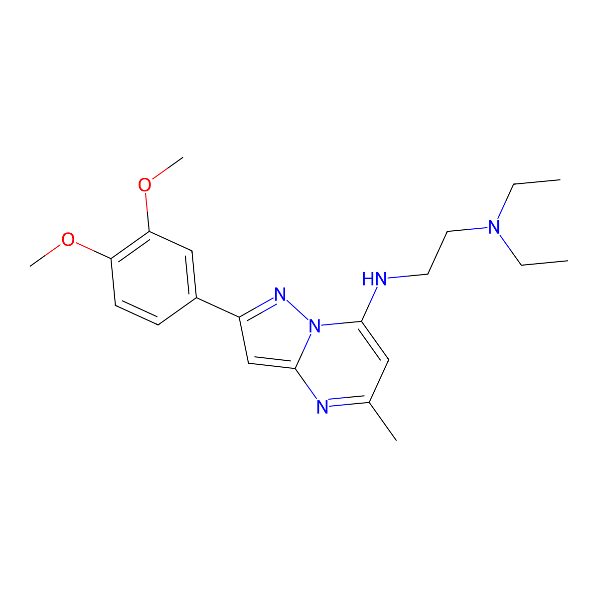 N'-[2-(3,4-dimethoxyphenyl)-5-methylpyrazolo[1,5-a]pyrimidin-7-yl]-N,N-diethylethane-1,2-diamine molecular structure, CAS 1015580-11-6