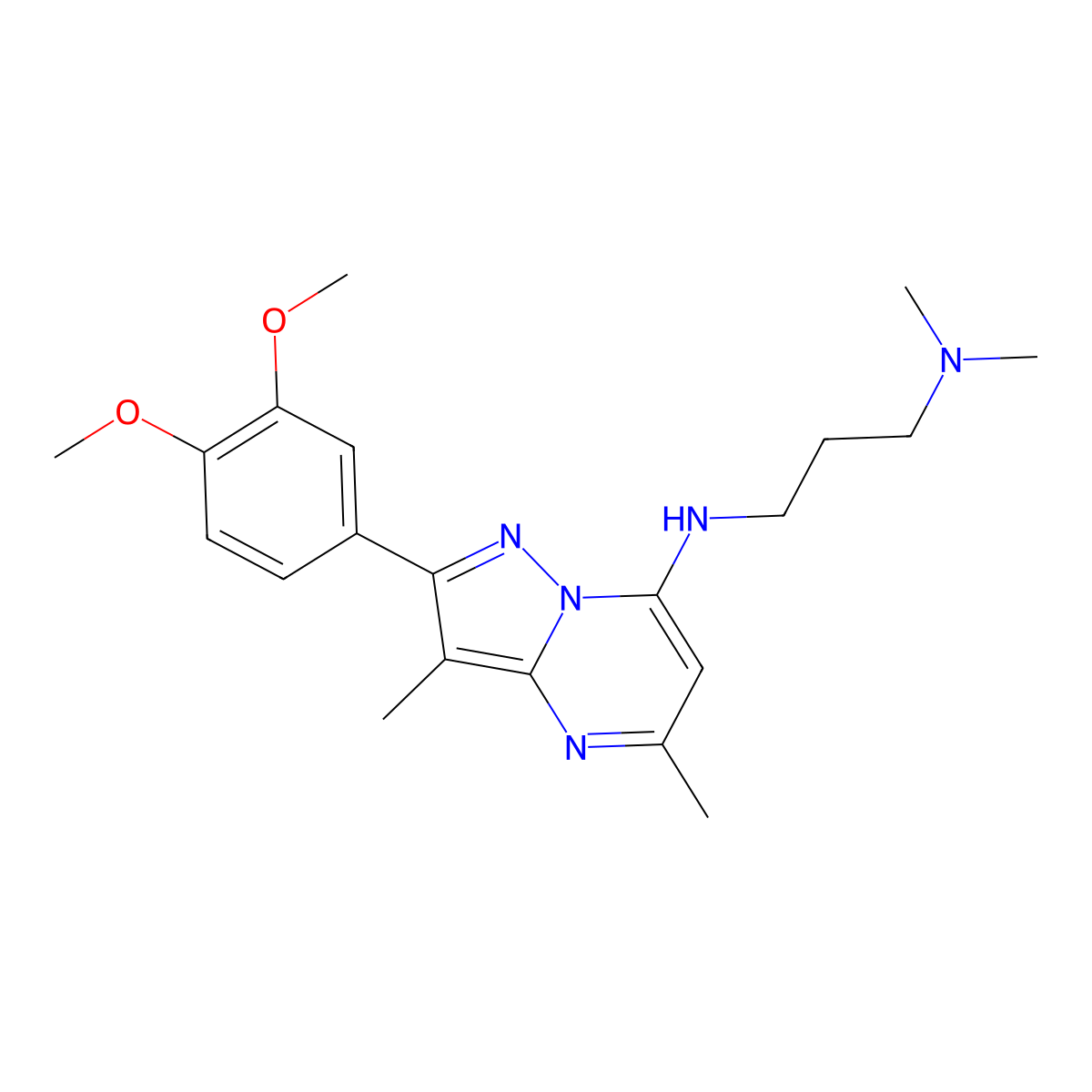 N'-[2-(3,4-dimethoxyphenyl)-3,5-dimethylpyrazolo[1,5-a]pyrimidin-7-yl]-N,N-dimethylpropane-1,3-diamine molecular structure, CAS 1015580-95-6
