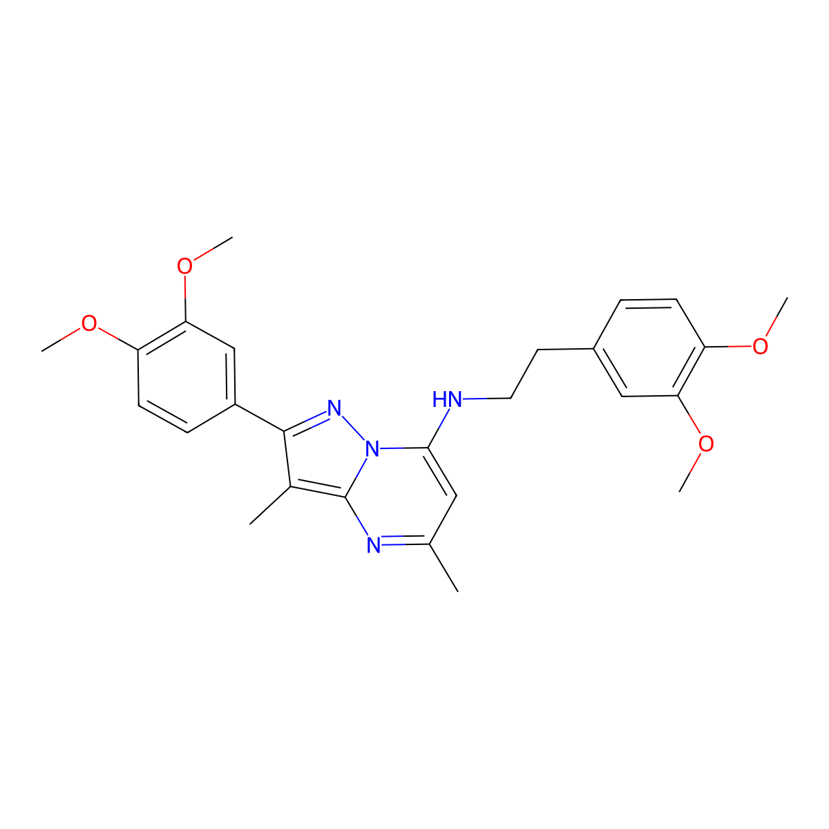 2-(3,4-dimethoxyphenyl)-N-[2-(3,4-dimethoxyphenyl)ethyl]-3,5-dimethylpyrazolo[1,5-a]pyrimidin-7-amine molecular structure, CAS 1015581-03-9