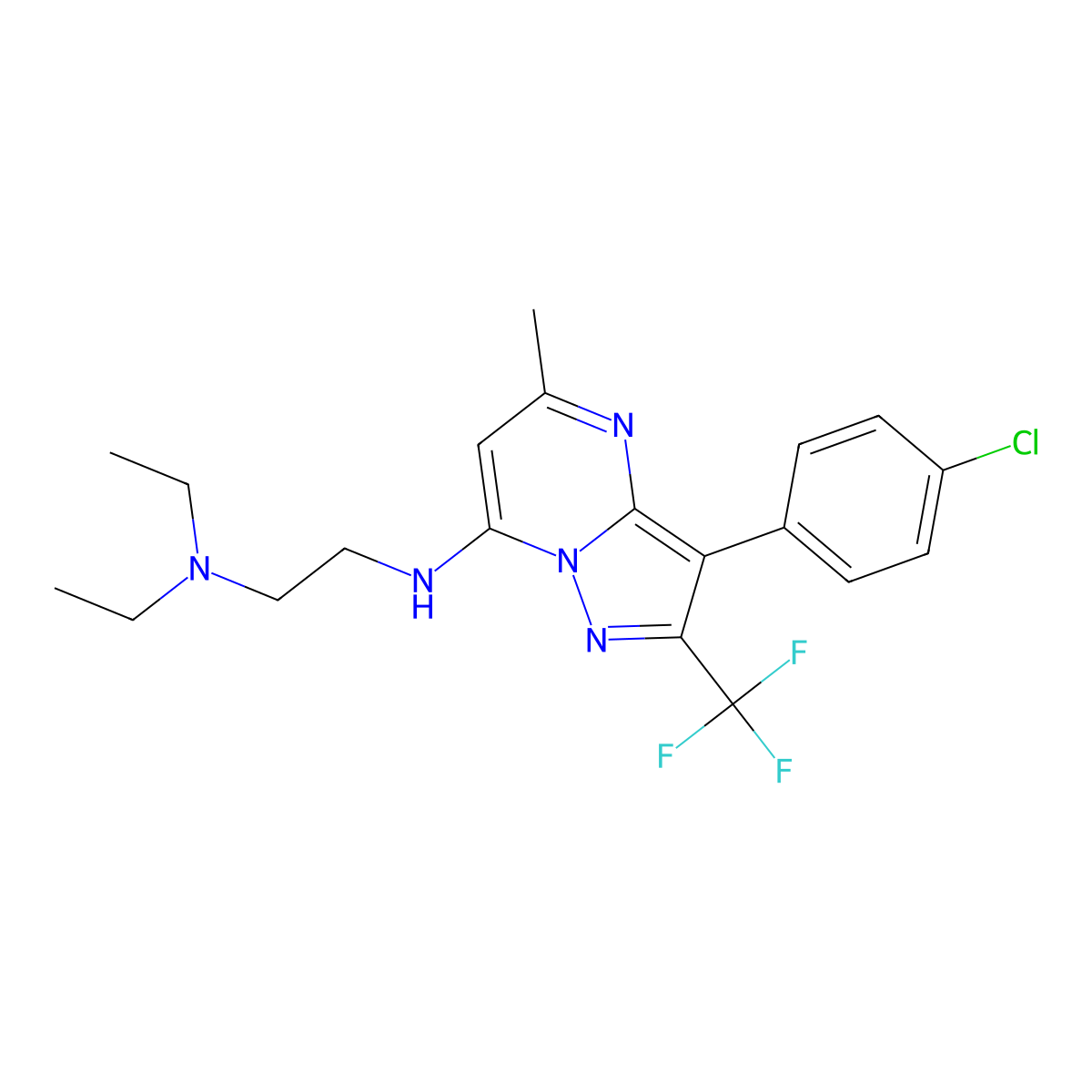 3-(4-Chlorophenyl)-N-[2-(diethylamino)ethyl]-5-methyl-2-(trifluoromethyl)pyrazolo[1,5-A]pyrimidin-7-amine molecular structure, CAS 1015581-72-2